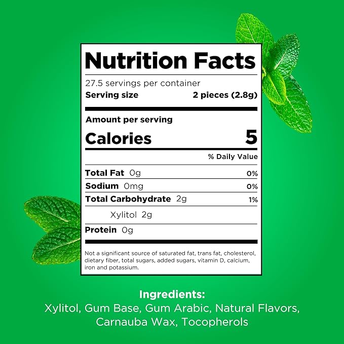 PUR Gum | Aspartame Free Chewing Gum | 100% Xylitol | Natural Spearmint Flavored Gum, 55 Pieces (Pack of 6)