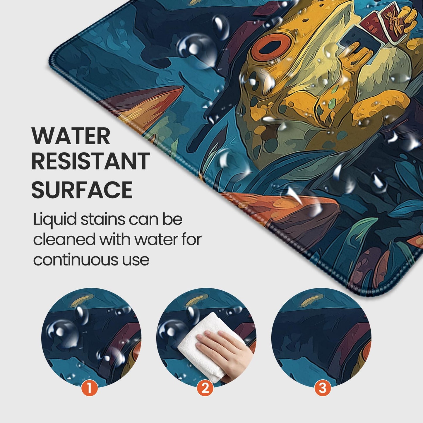 Anime Frog Playing Card Gaming Mouse Pad, Extended 35.4 x 15.7 Inches, Non-Slip Rubber Base, Stitched Edges,Water Proof， XXL Desk Mat