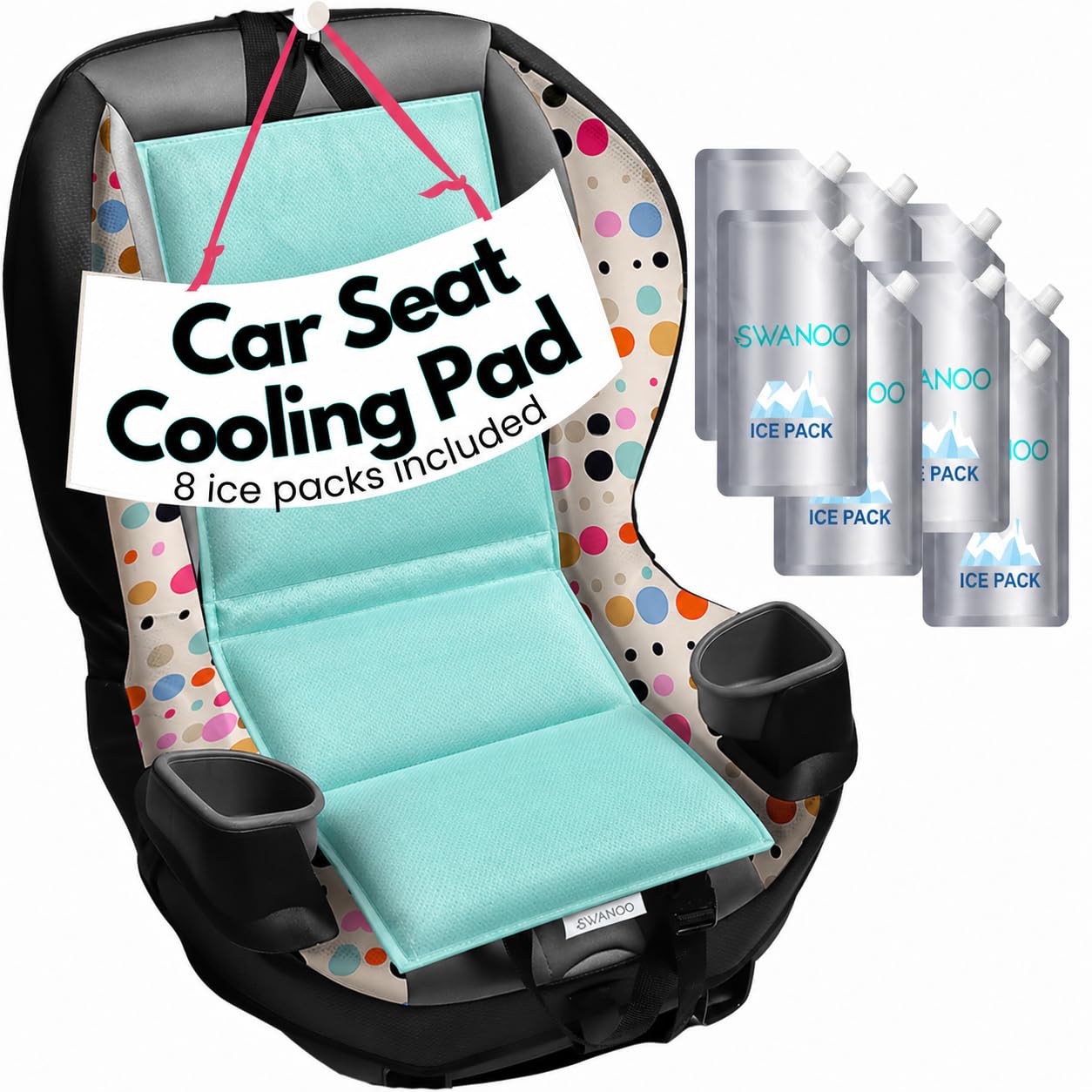 Swanoo Car Seat Cooling Pad, Stroller Cooling Pad with Ice Pack for Babies Toddler and Kids, Sun and Heat Cover Protector for Summer Carseat Cooler Liner…