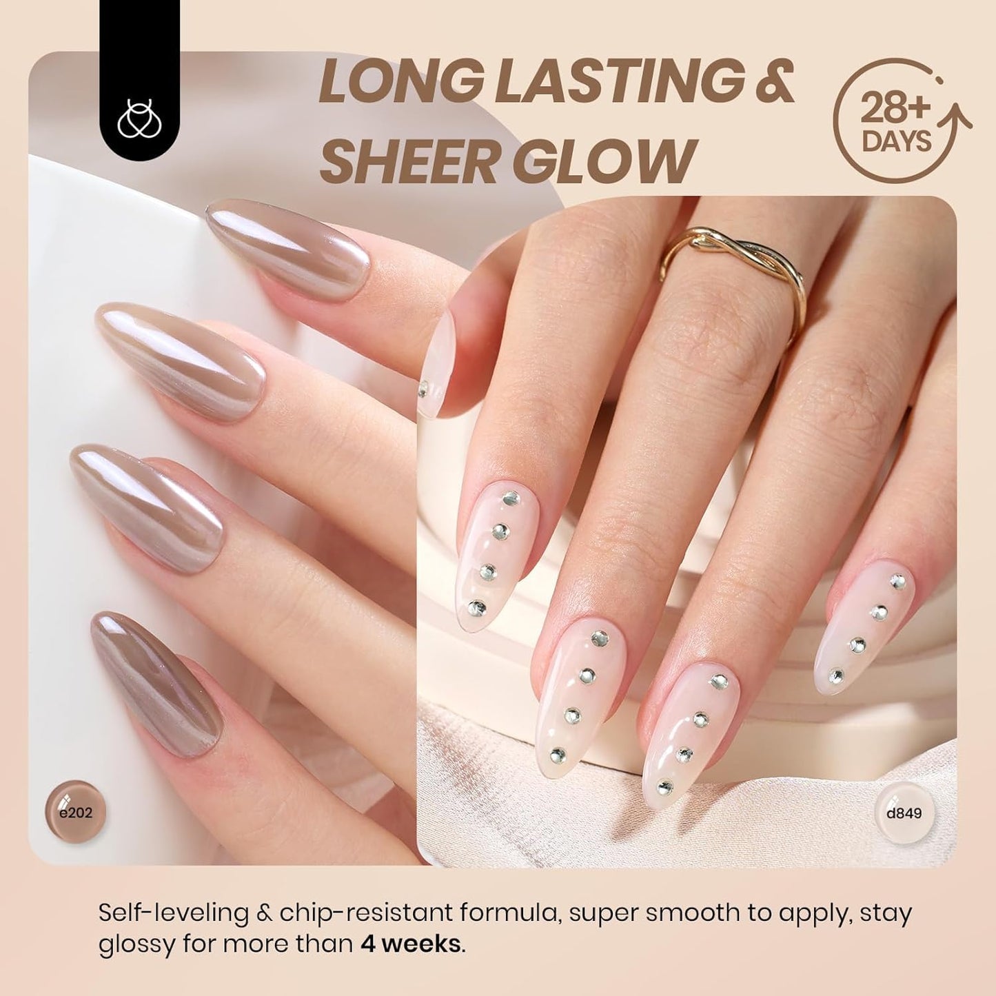 Beetles Nude Gel Nail Polish Set - 6 Colors Neutral Nude Jelly Gel Nail Polish Kit Sheer Transparent Effect Soak Off UV DIY Dusky Mocha French Nail Art Manicure Gifts for Women