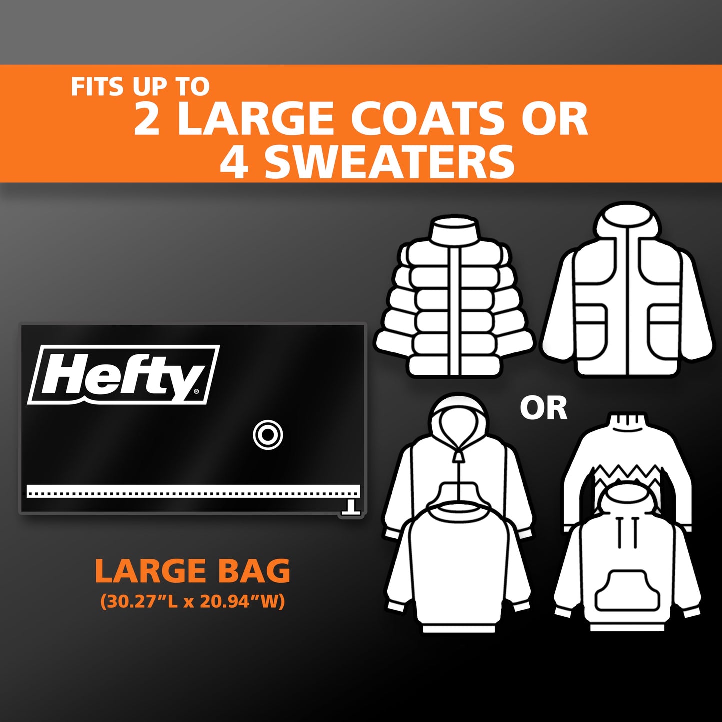 Hefty MAX Shrink-Pak Vacuum Seal Storage Bags for Clothing, Travel, Bedding | Tear & Water Resistant, Dual-Valve Space Saver Compression Bags - Large, 4-Pack