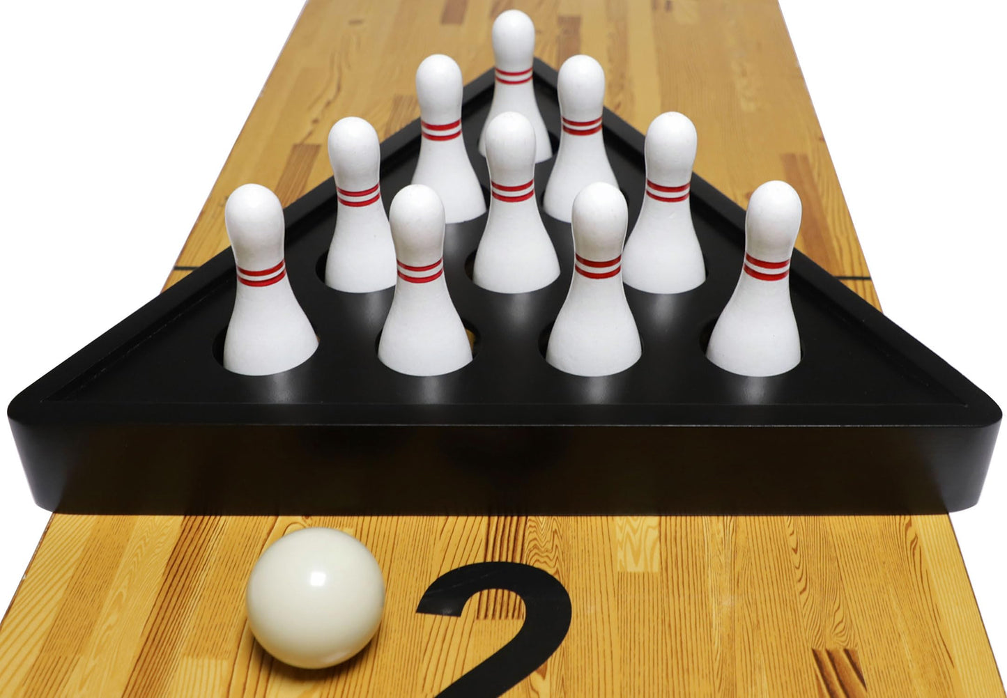 YDDS Shuffleboard Bowling Pin Set with 10 Pcs Premium Hardwood Bowling Pins Durabel Triangular Pinsetter Resin Bowling Ball and Carrying Bag, Fun for Shuffleboard Games