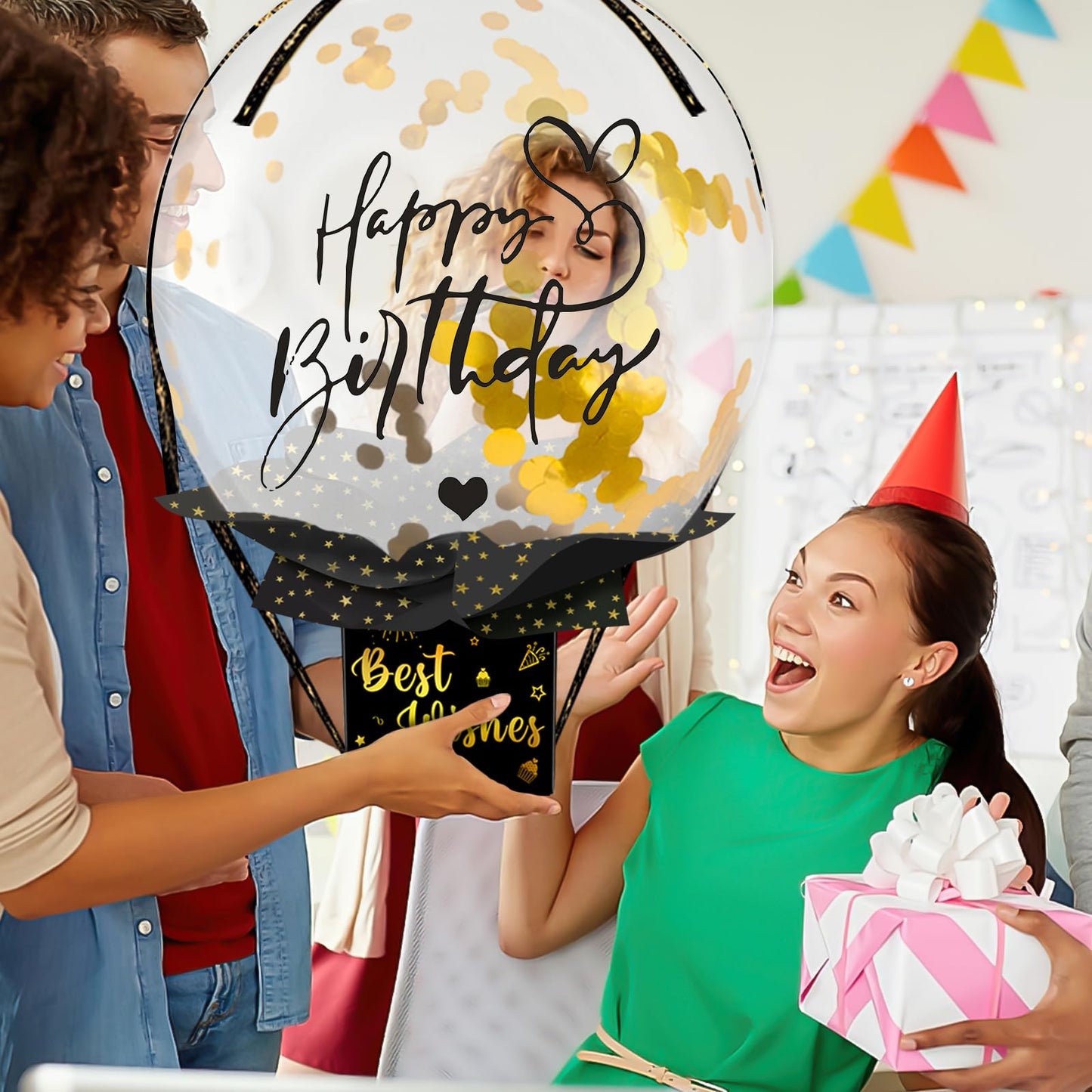 UQM Upgraded Birthday Money Box for Cash Gift Pull, Funny Pull Money Balloon Box Happy Birthday Surprise Set, Birthday Gifts for Women Men Best Friend Girlfriend Wife Sister