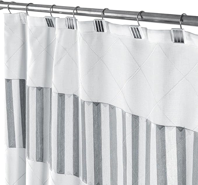Creative Scents Quilted Mirror White Shower Curtain Hooks - Set of 12 Shower Curtain Rings Durable Sturdy Constructed - Decorative Smooth Gliding Shower Hooks for Shower Curtain