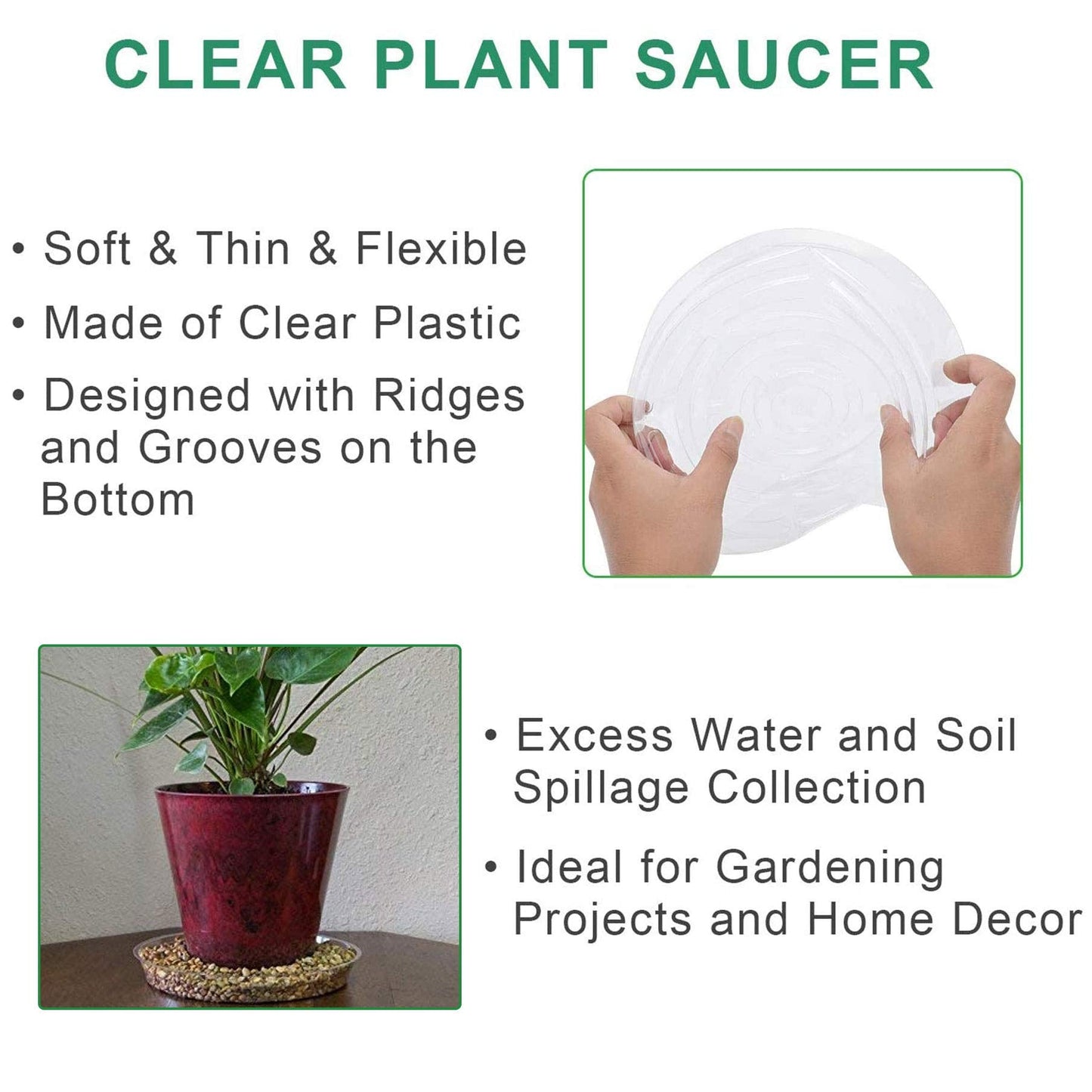 labworkauto 5 Pieces of Clear Thick Plastic Heavy Duty Sturdy Plant Saucer Drip Trays Replacement for pots