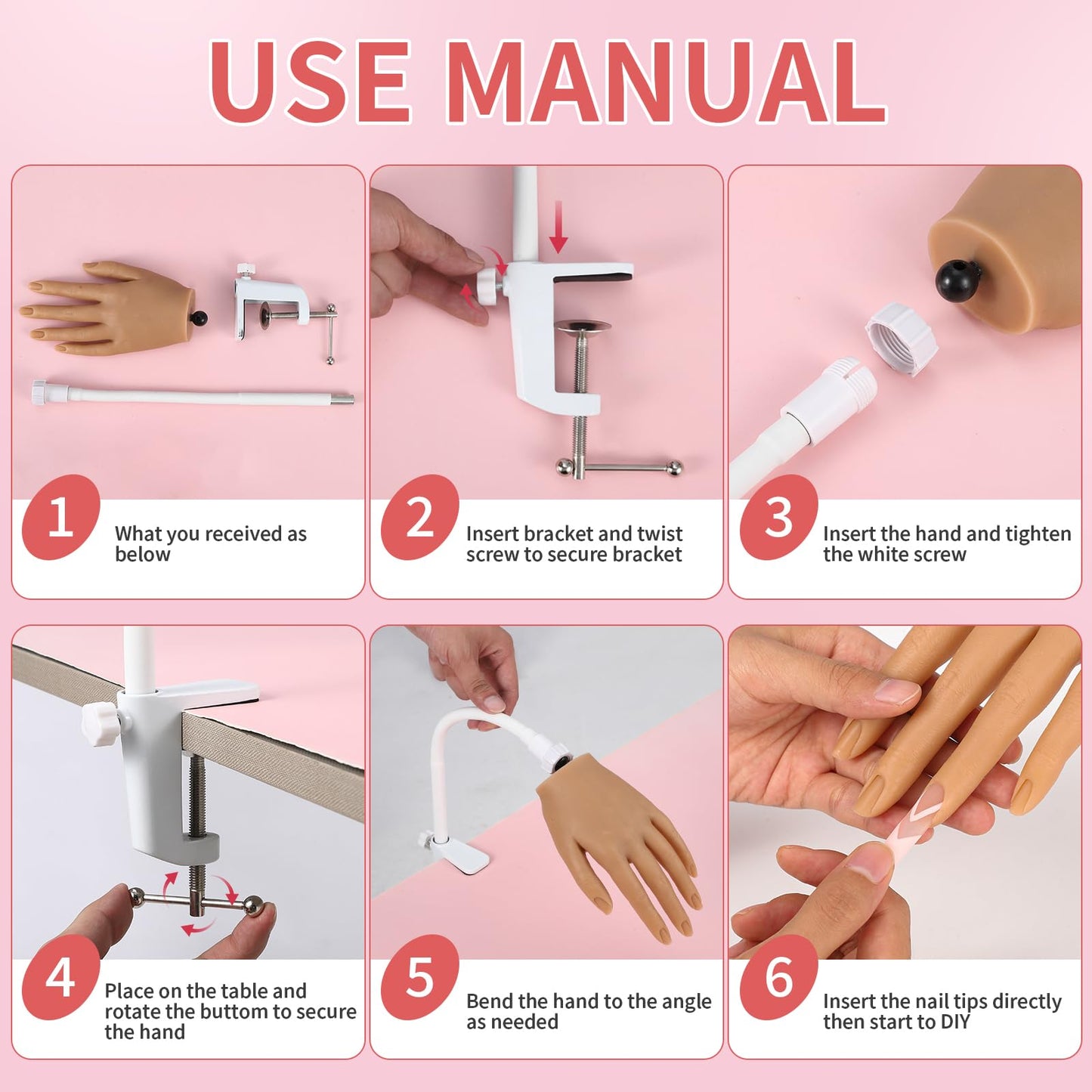 Silicone Practice Hand for Acrylic Nails - Soft Touch Liquid Silicone Hand for Practice - Flexible Realistic Nail Mannequin Hand Practice for Training