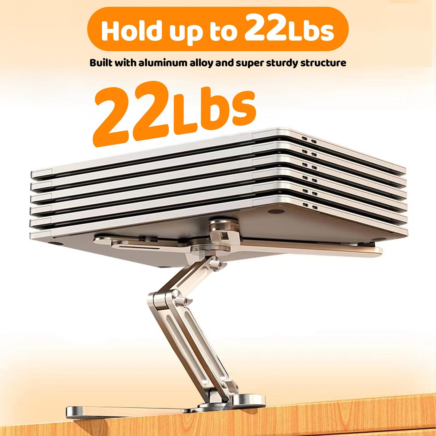 Moallia Laptop Stand with 360 Rotating Base, Computer Notebook Laptop Riser Metal Holder for Desk Collaborative Work, Fully Foldable for Easy Storage, Fits All MacBook, Laptops up to 16 inches