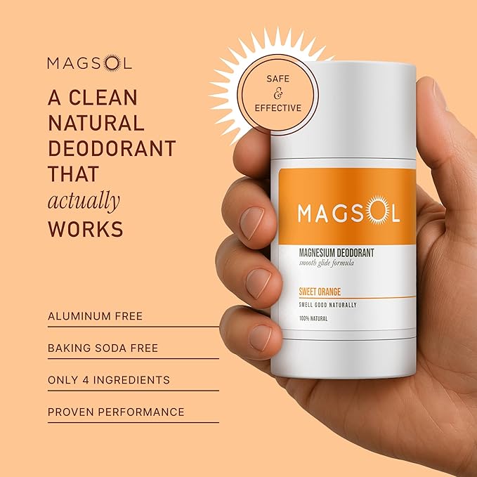MAGSOL Natural Deodorant for Men & Women | Aluminum Free Deodorant | Gentle on Skin with Sweet Almond Oil & Beeswax | Baking Soda Free | Paraben & Pthalate Free (Sweet Orange)