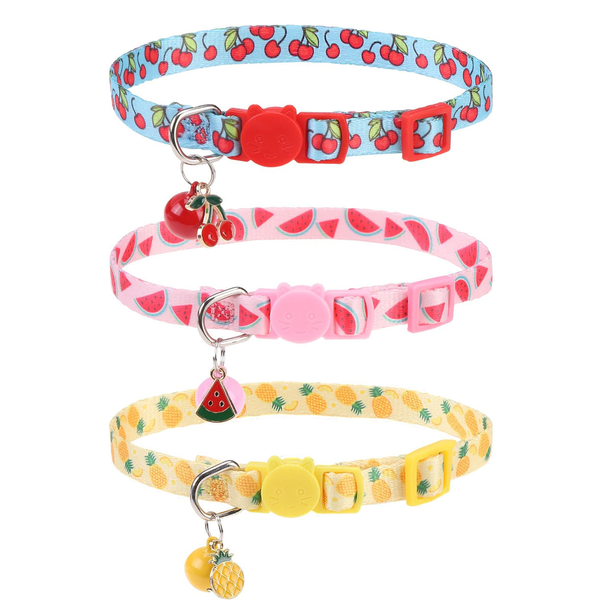 VKPETFR Breakaway Cat Collars Adjustable Kitten Collars with Bell & Cute Pendants - Decoration for Girl Boy Cats Puppy and Small Pets (Love Heart)