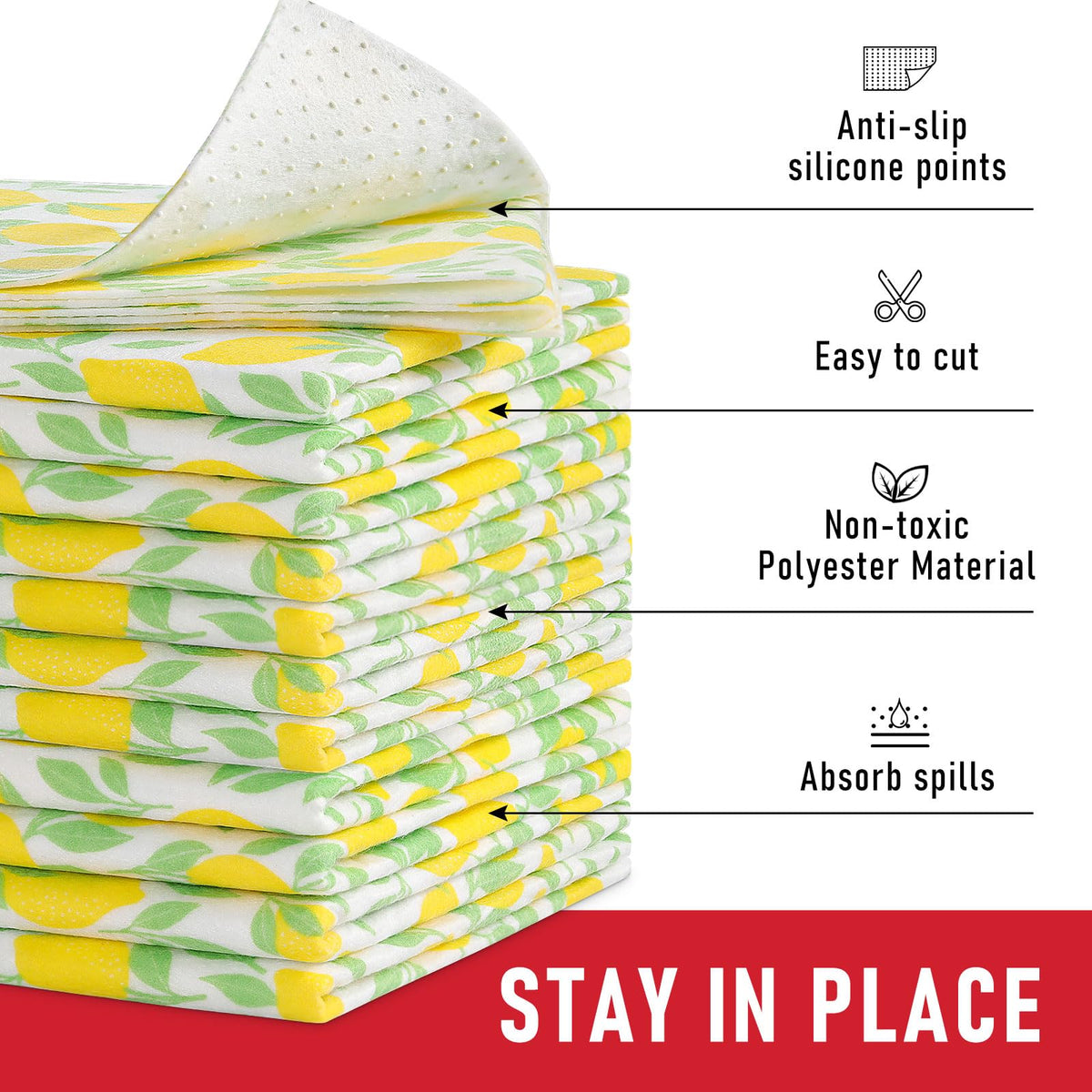 6 Pack Polyester Shelf Liners for Kitchen Cabinets