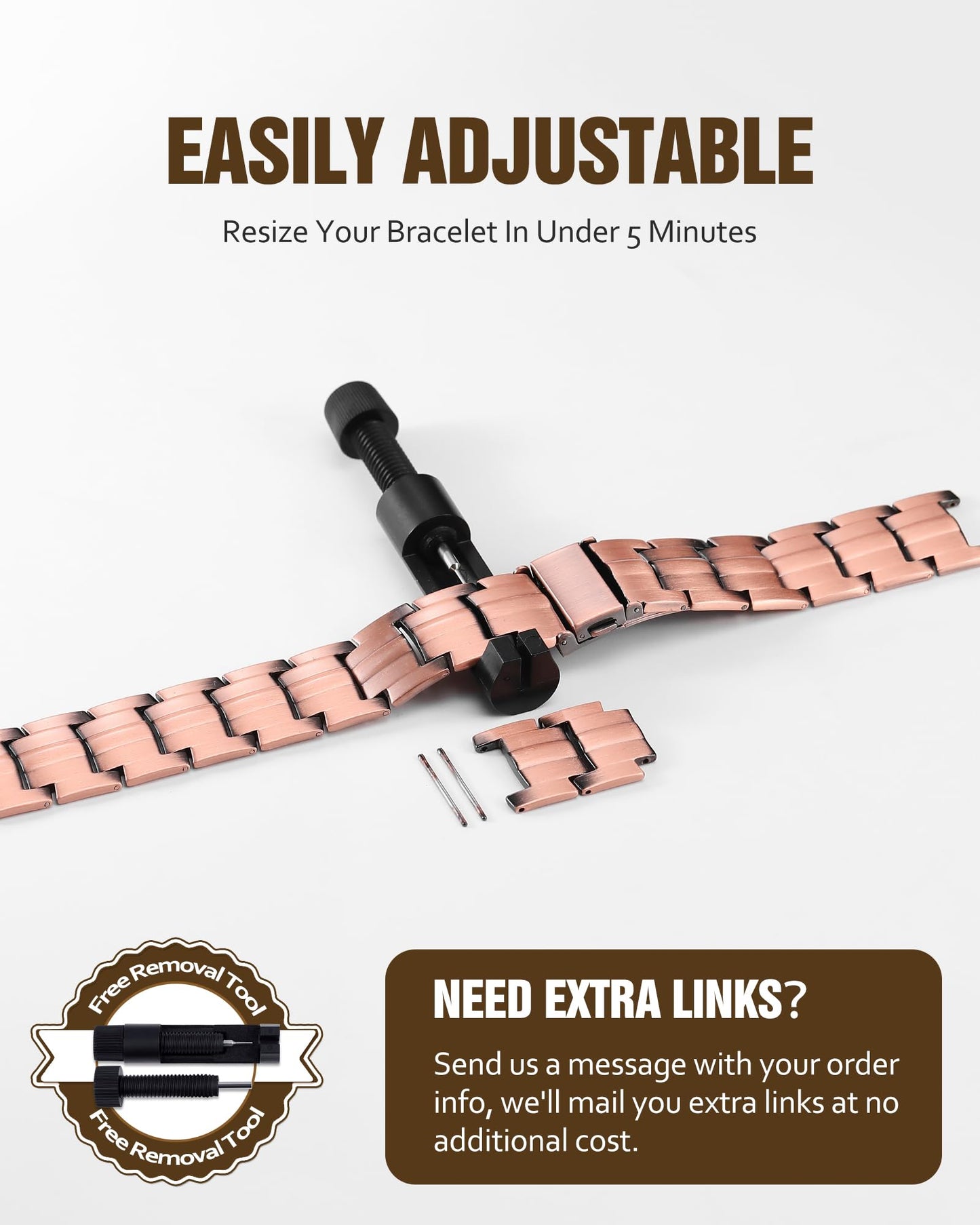 Jecanori 3X Copper Magnetic Bracelet & Ring for Men,Pure Copper Bracelets for Men,Ideal Gift