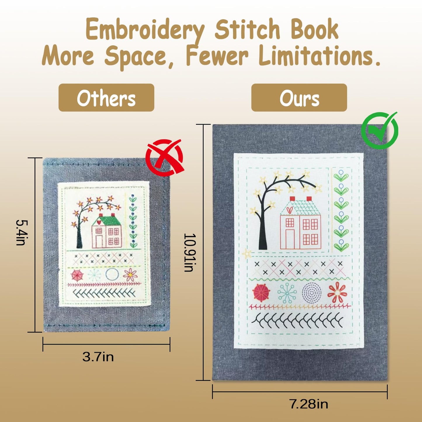 Embroidery Stitch Book Kit for Adults & DIY Craft Enthusiasts, Portable Embroidery Kit for Beginners, Includes Guide to 106 Patterns with Tools & Tutorials and 86-Piece Sewing Tool Set (1 Kit)