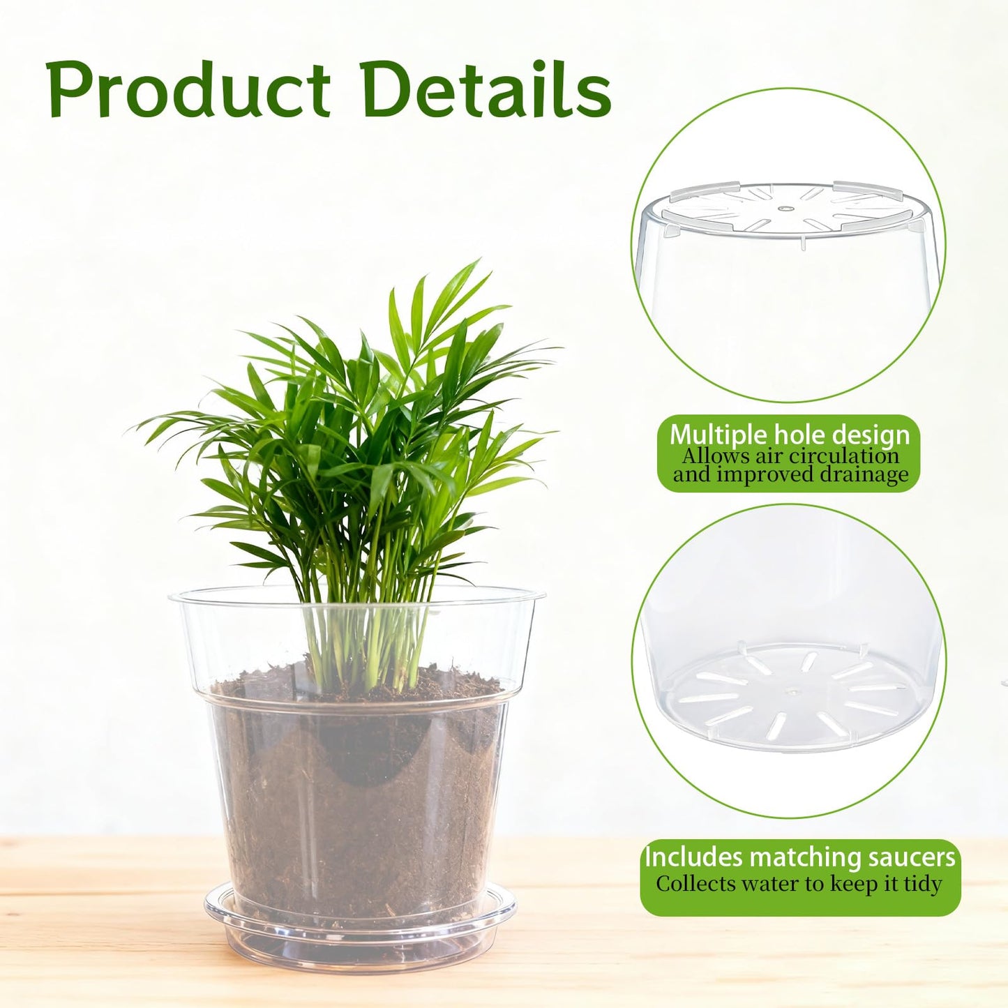 PEDOBALI 4 Pcs Clear Nursery Pot with Drainage Holes Root Health 11.65 Inches Plastic Nursery Pot for Large Plant Outdoor Indoor