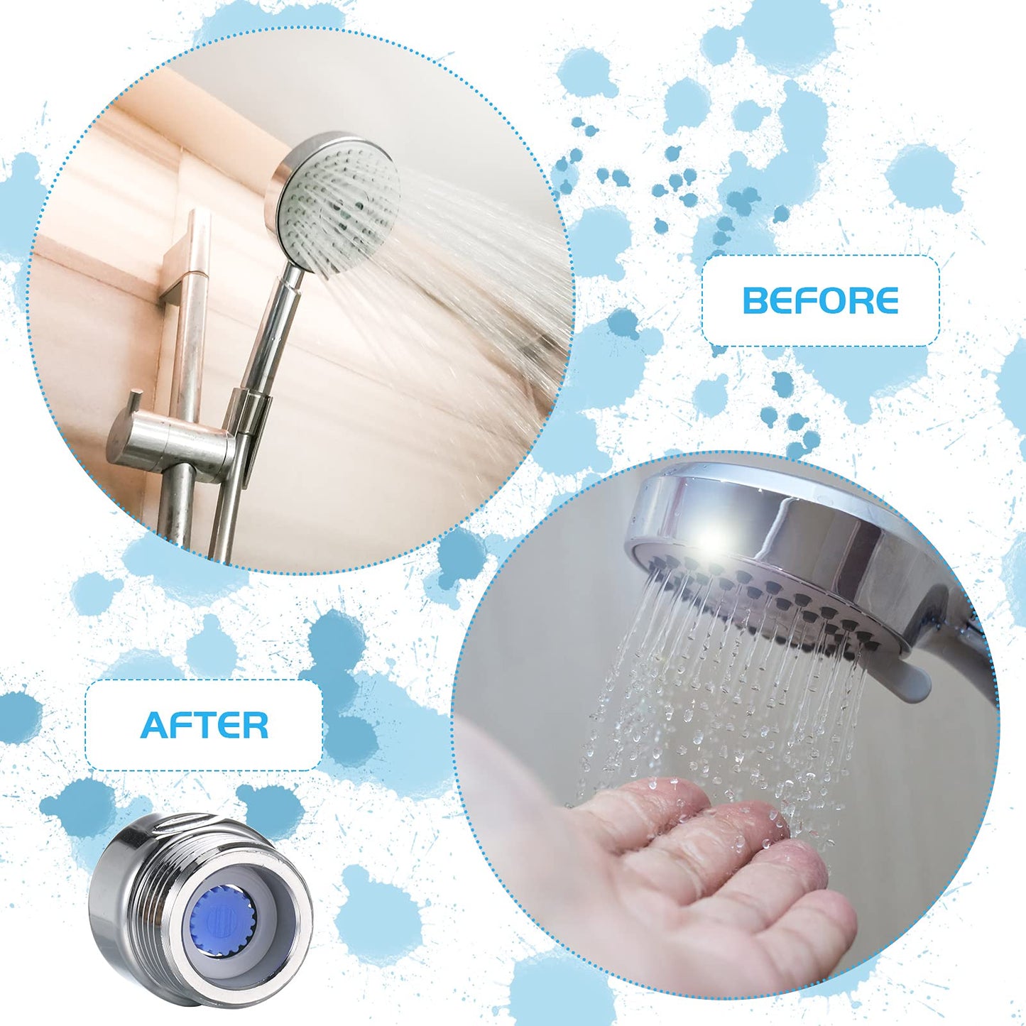 Honoson 8 Set Shower Flow Reducer Limiter Set 1/2 Inch Flow Restrictor Control Valve for Fixed Handheld and Shower Head 1.2/1.5/1.8/2/ 2.2/2.5 Gpm