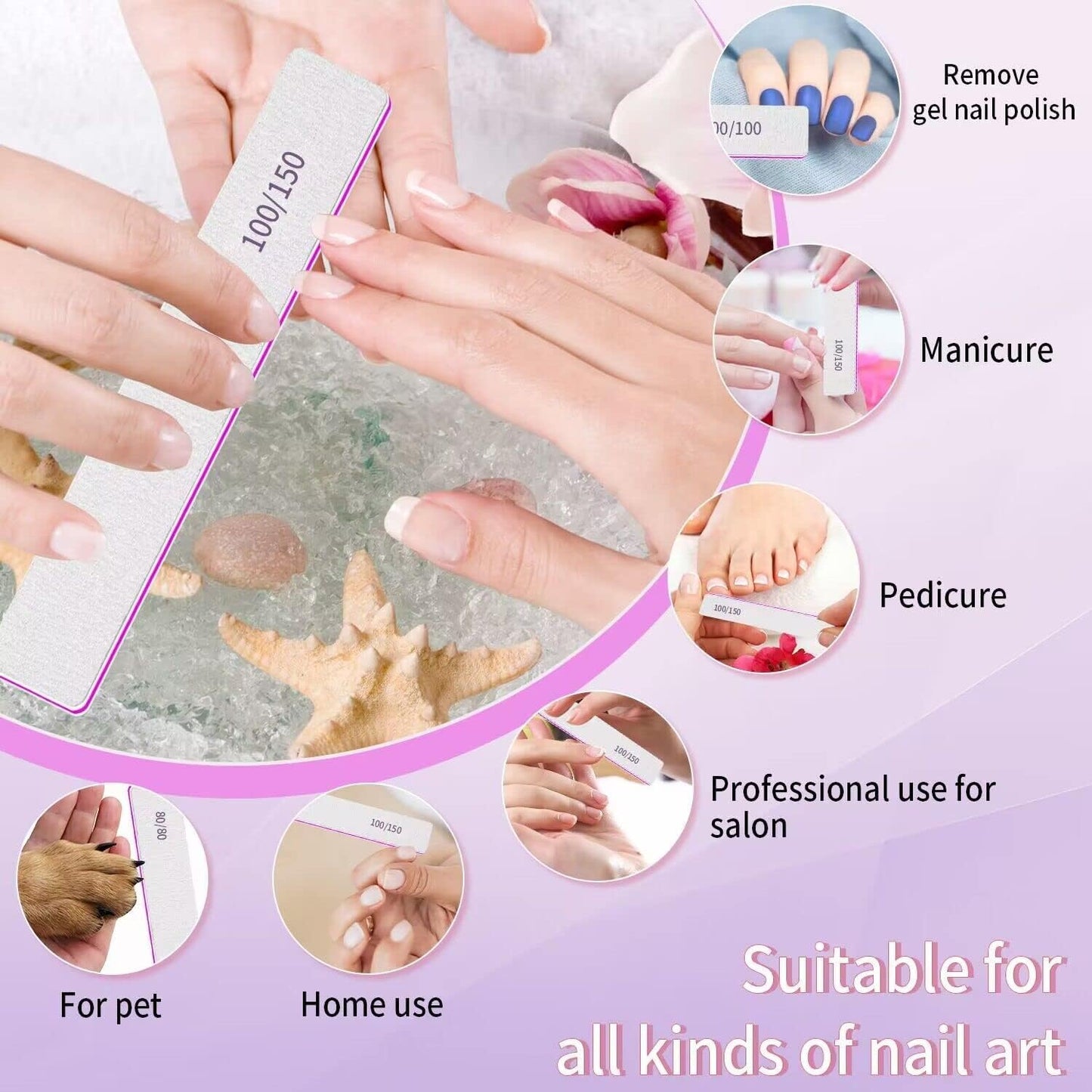 80/80 Grit Double Sided File, 25Pcs Rough Files for Acrylic Nails, Coarse Square Jumbo, Heavy Duty for Gel Nails, Premium Manicure Tools for Home and Salon