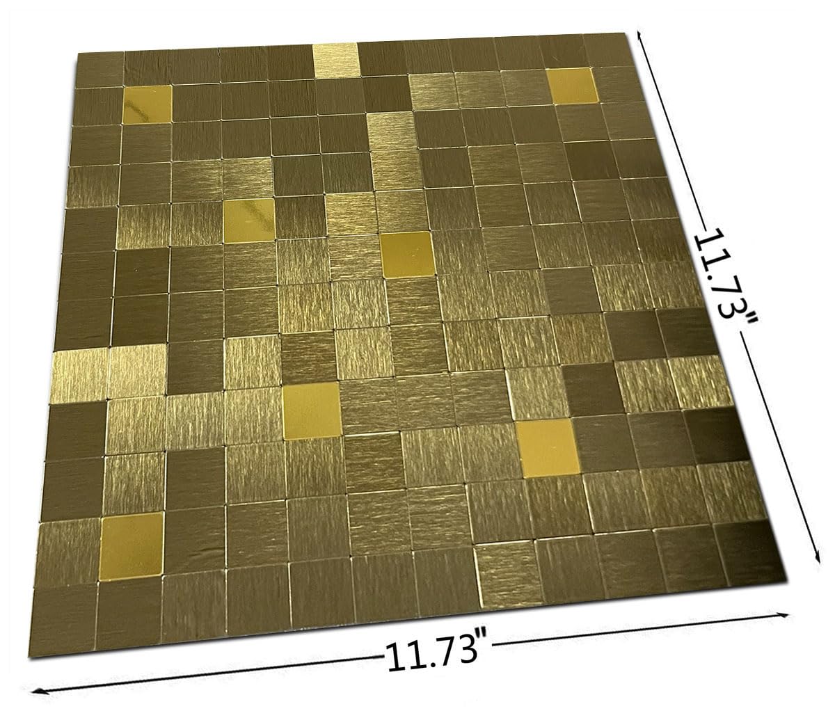 WEIMEISC 10 Sheets Peel and Stick Backsplash Tile for Kitchen, Self-Adhesive Mosaic Tile, Stick on Bathroom Vanities，Fireplace Décor, Laundry Table(11.81" X 11.81") (Brushed Gold+Golden Mirror, 10)
