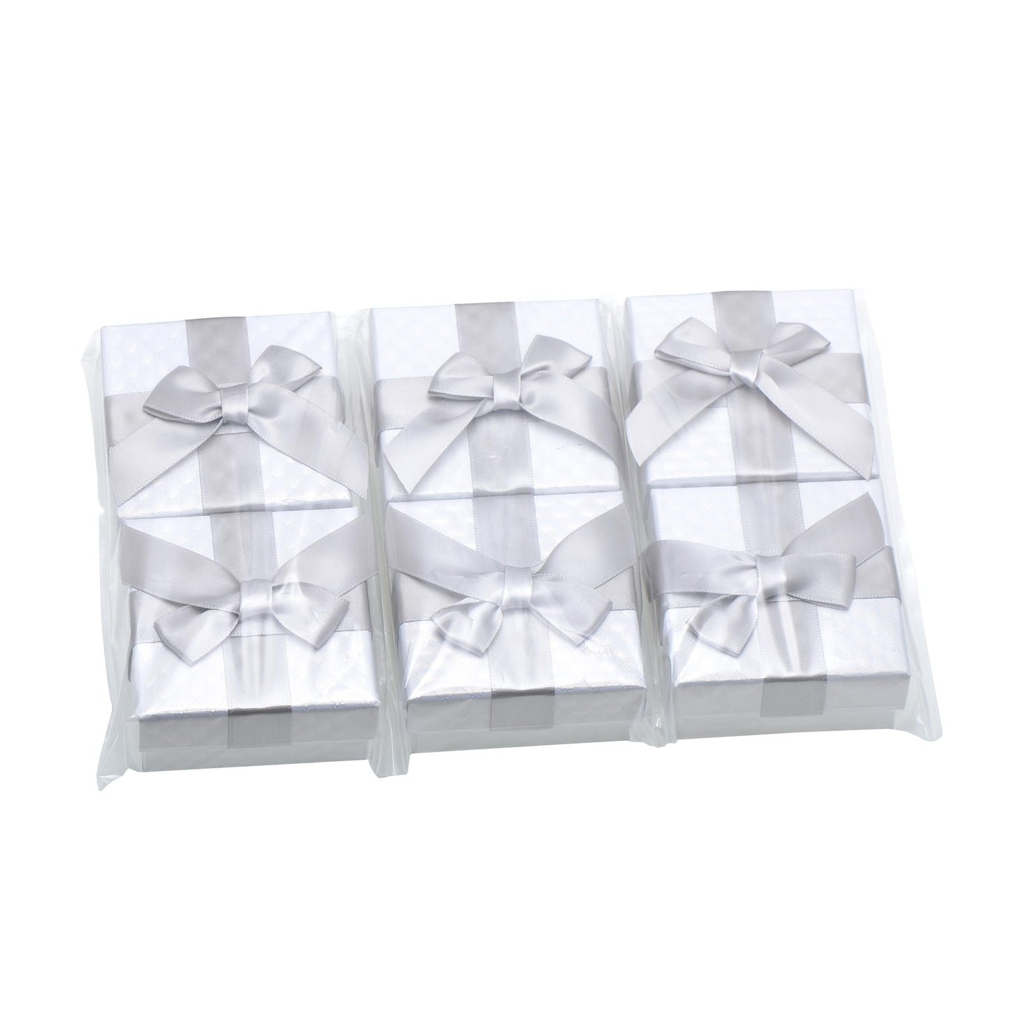 Pearl Miner 2.8 x 2.8 x 1.4 Inches Jewelry Gift Boxes with White Ribbon Bow, 6 Pack
