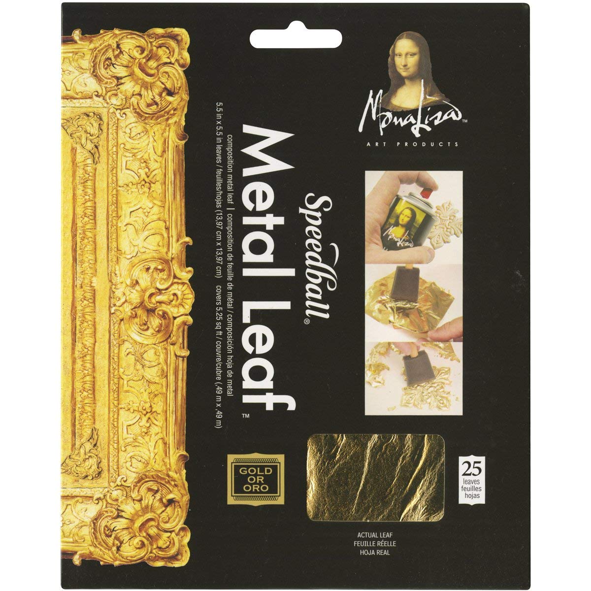 Speedball Mona Lisa Composition Gold Metal Leaf Sheets, Metal Leafing Sheets Made Of Copper, Zinc - 25 Pack