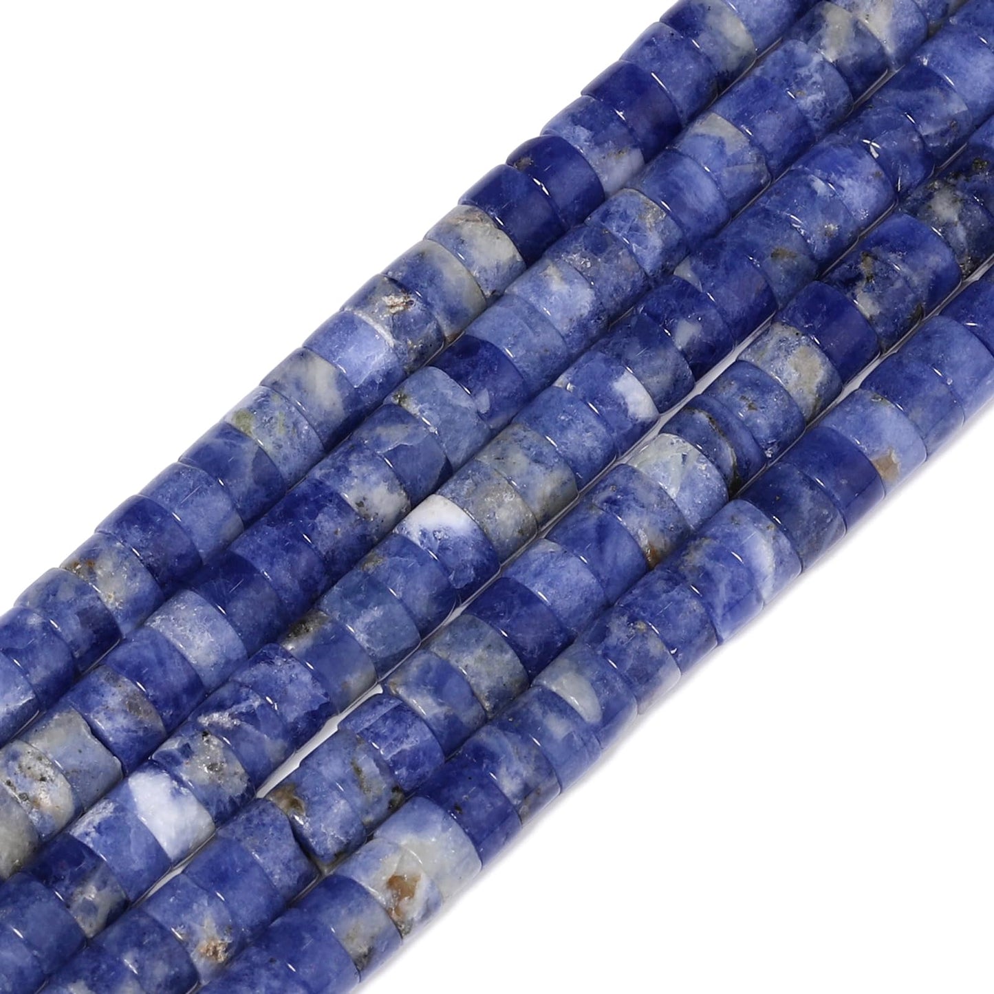 NITOPUPU 150Pcs 4×2mm Natural Blue Sodalite Spacer Stone Beads for Jewelry Making Supplies, Loose Semi Flat Round Gemstone Tube Beads for Bracelets DIY Crafts