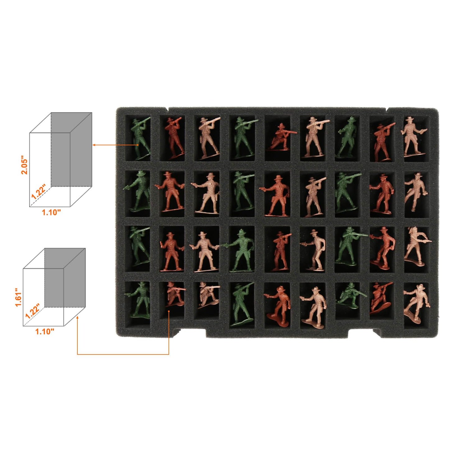 Evemodel Dual-Layer Miniature Figurine Figure Suitcase Storage Organizer 72 Slots Carrying Case