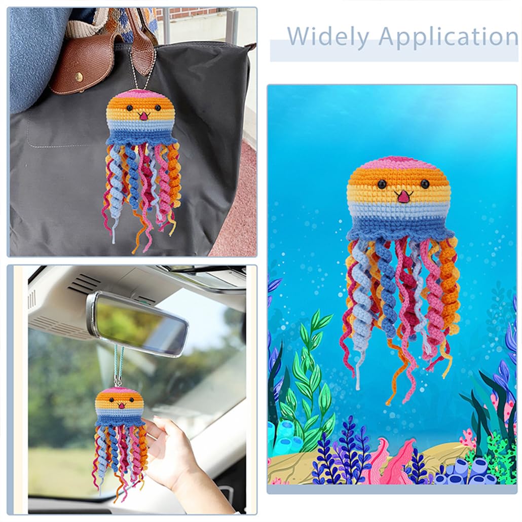 KyeeaDIY Crochet Kit for Beginners, Crochet Starter Kits, Animal Knitting Crocheting Kits with Step-by-Step Video Tutorials, Complete Crochet Kit for Adults Decoration (Jellyfish)