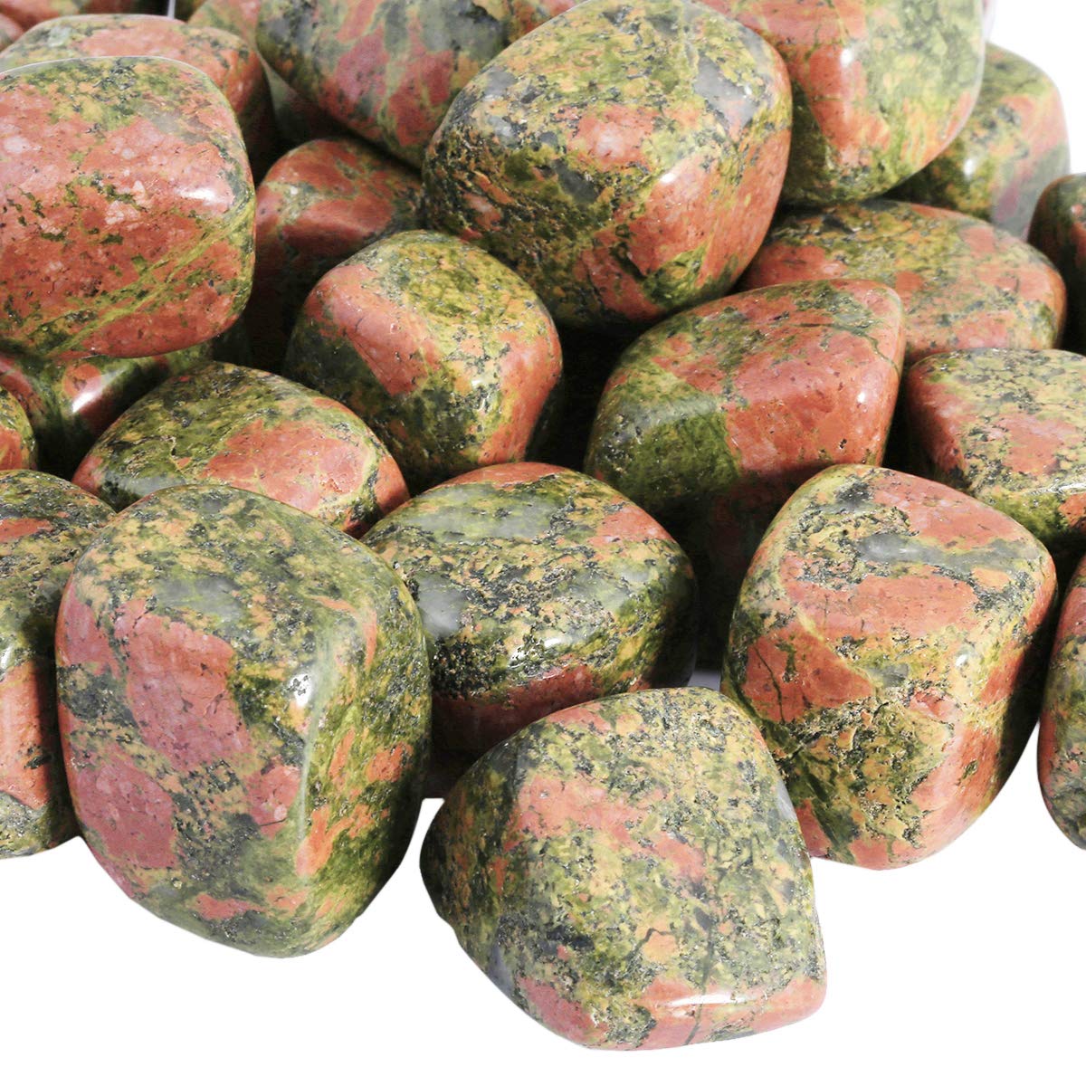 Rockcloud 1 lb Tumbled Polished Stones Gemstone Supplies for Wicca,Reiki,Healing Crystal,Unakite