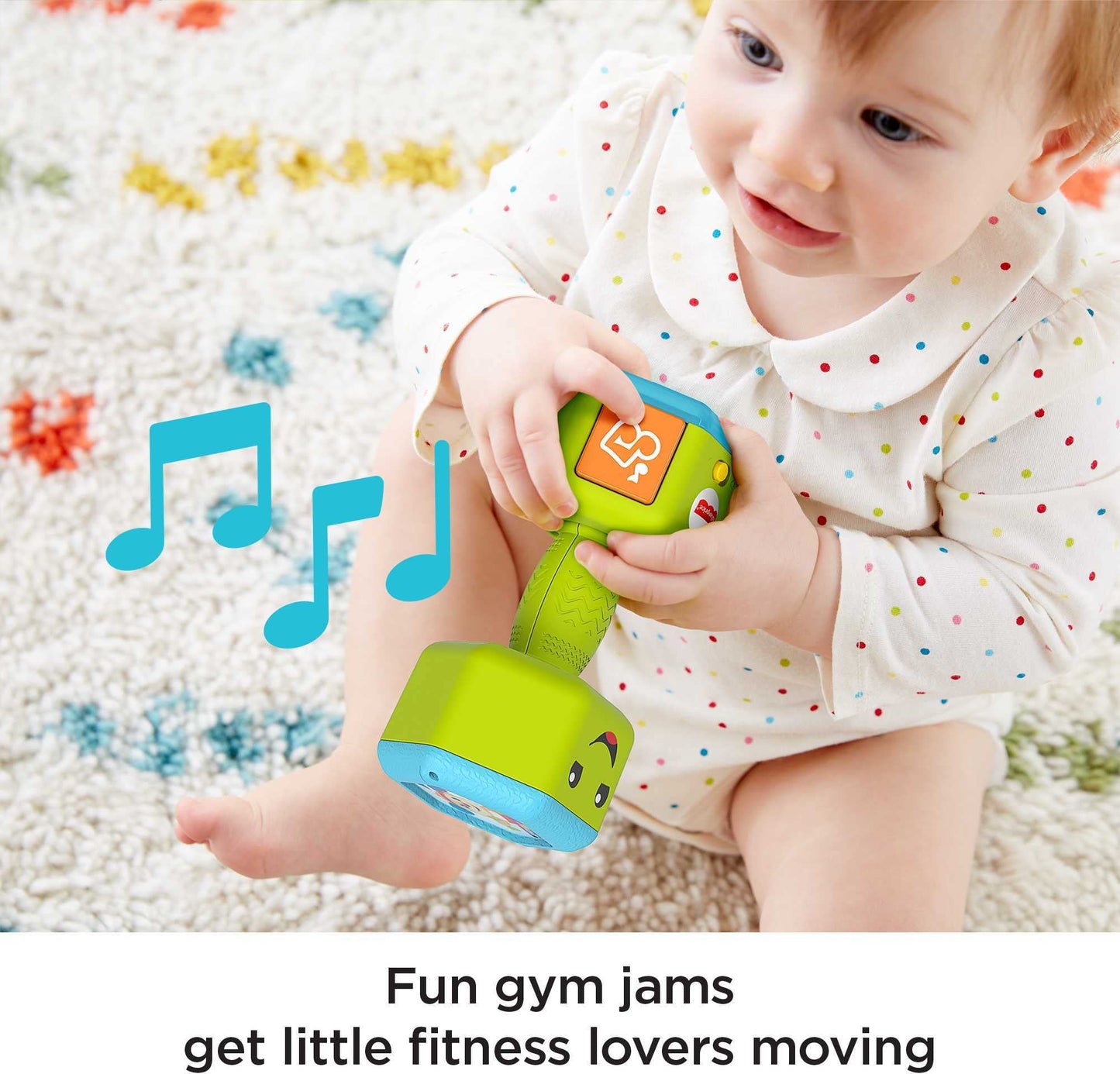 Fisher-Price Baby & Toddler Toy Laugh & Learn Countin’ Reps Dumbbell Rattle with Learning Lights & Music for Infants Ages 6+ Months