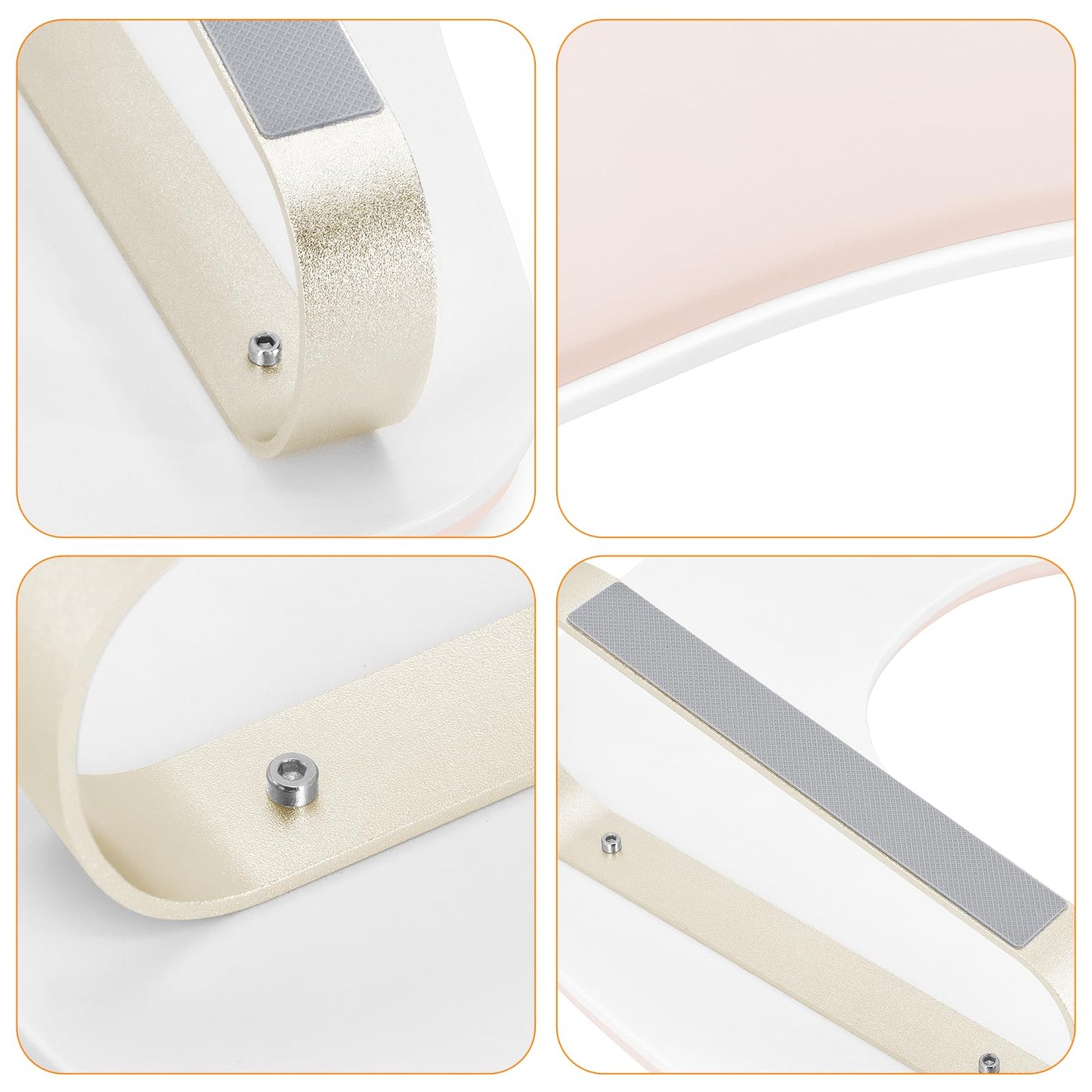 Arm Rest for Nails Tech Upgraded 10° Inclined, U-Shaped Manicure Nail Arm Rest Stand, Pink Nail Armrest for Nail Tech Hand Rests with Gold Aluminum Alloy Holder Non-Slip