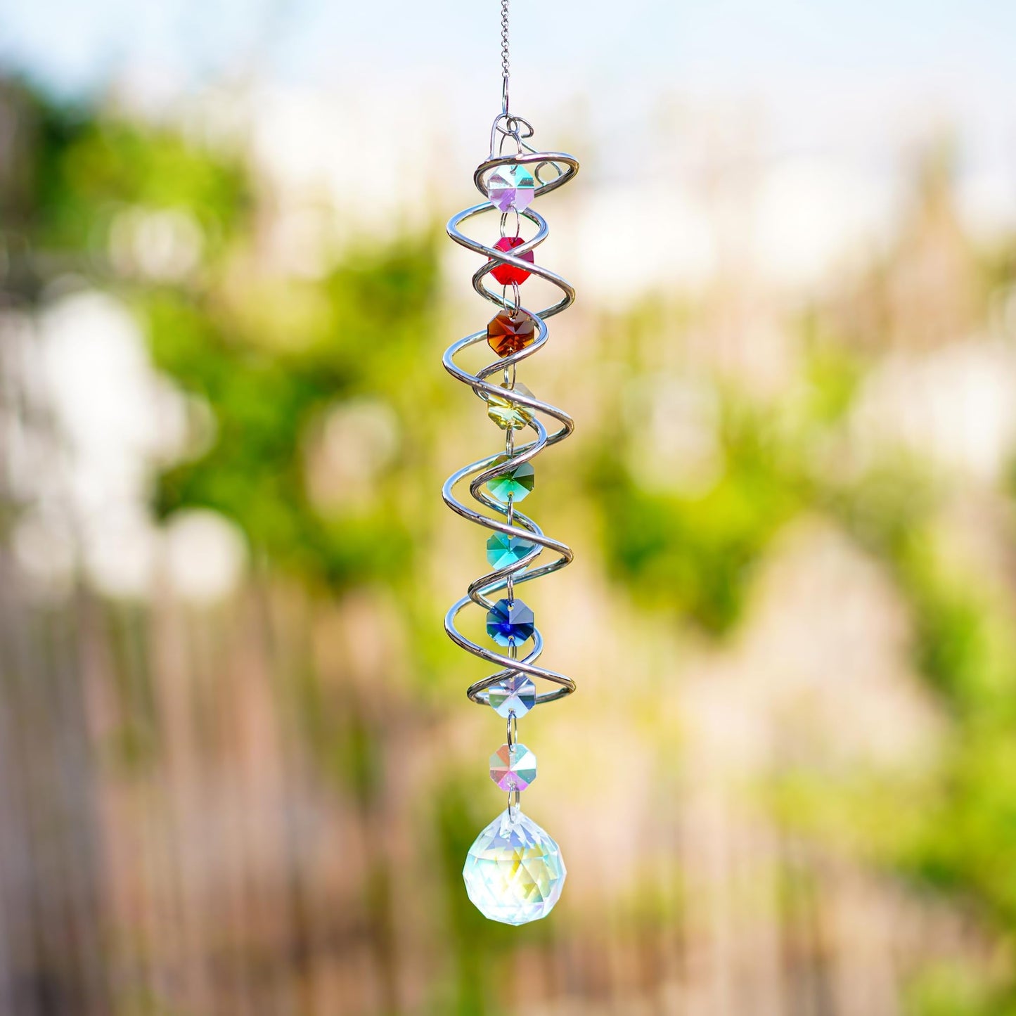 H&D HYALINE & DORA Crystal Decorative Wind Spinner, Crystal Suncatcher Assembly Craft Kits, Rainbow Prisms Beads Pendant, Crystals Hanging for Home Garden Decor