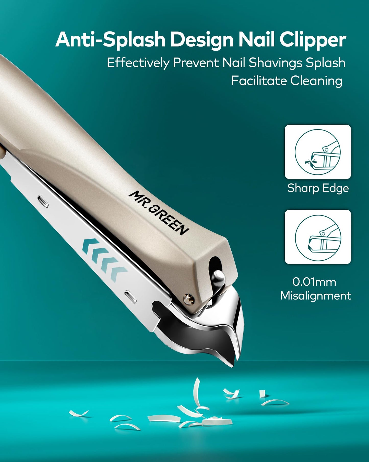 Nail Clipper with Catcher, Slanted Edge Nail Cutting Clippers Stainless Steel Fingernail Cutter Trim with File for Men and Women Mr-1115plus