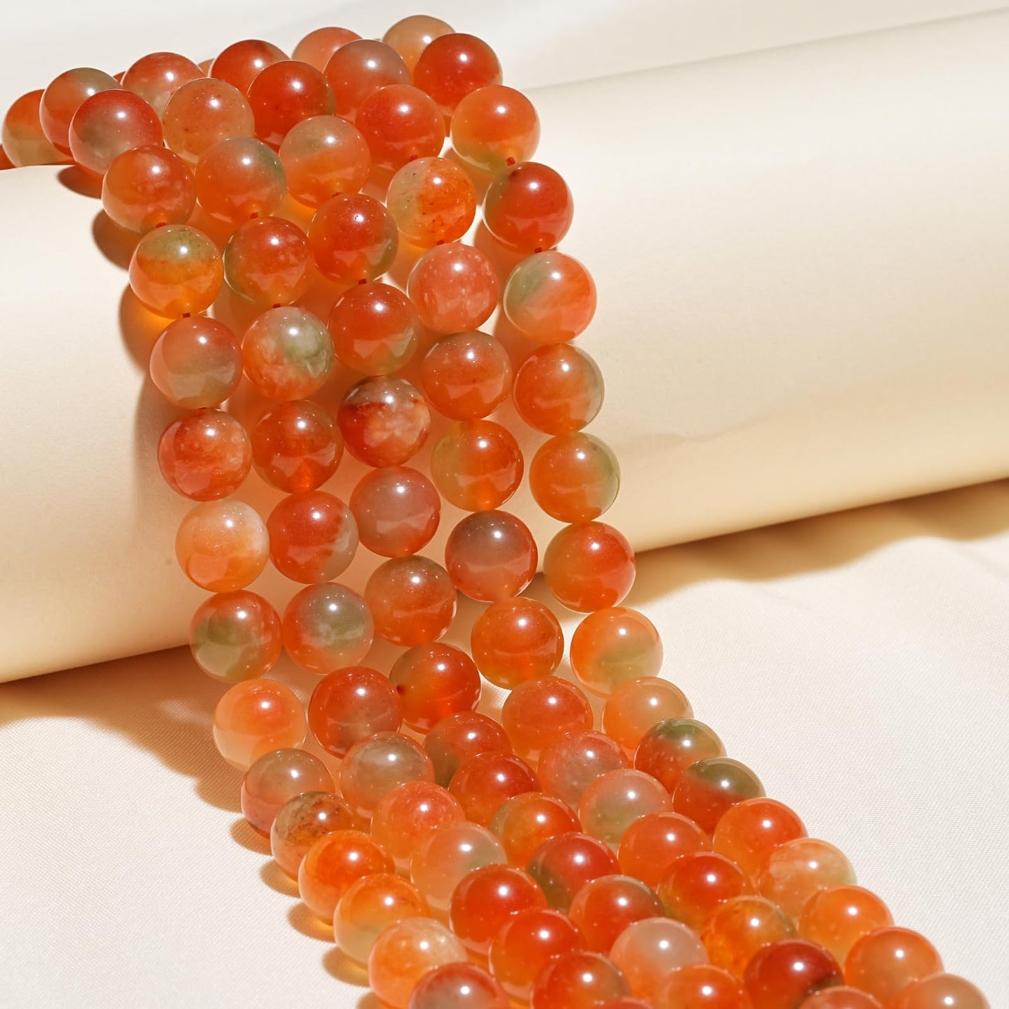 8mm Natural Peacock Agate Chalcedony Gemstone Beads Polished Round Smooth Stone Beads for Bracelets Jewelry Making 15inch Loose Beads
