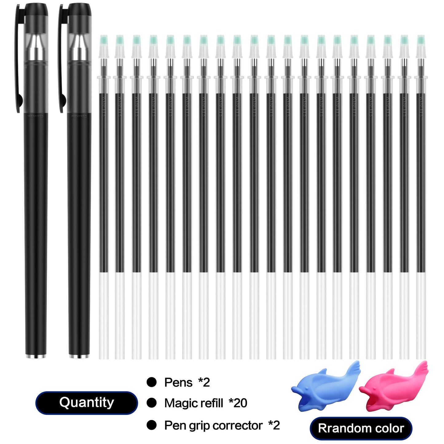 WANFRES Grooved book magic pens for kids disappearing ink pens and reusable grooved handwriting practice or grooved writing books for kids 3-5, children magic copy books, invisible ink pen refills.