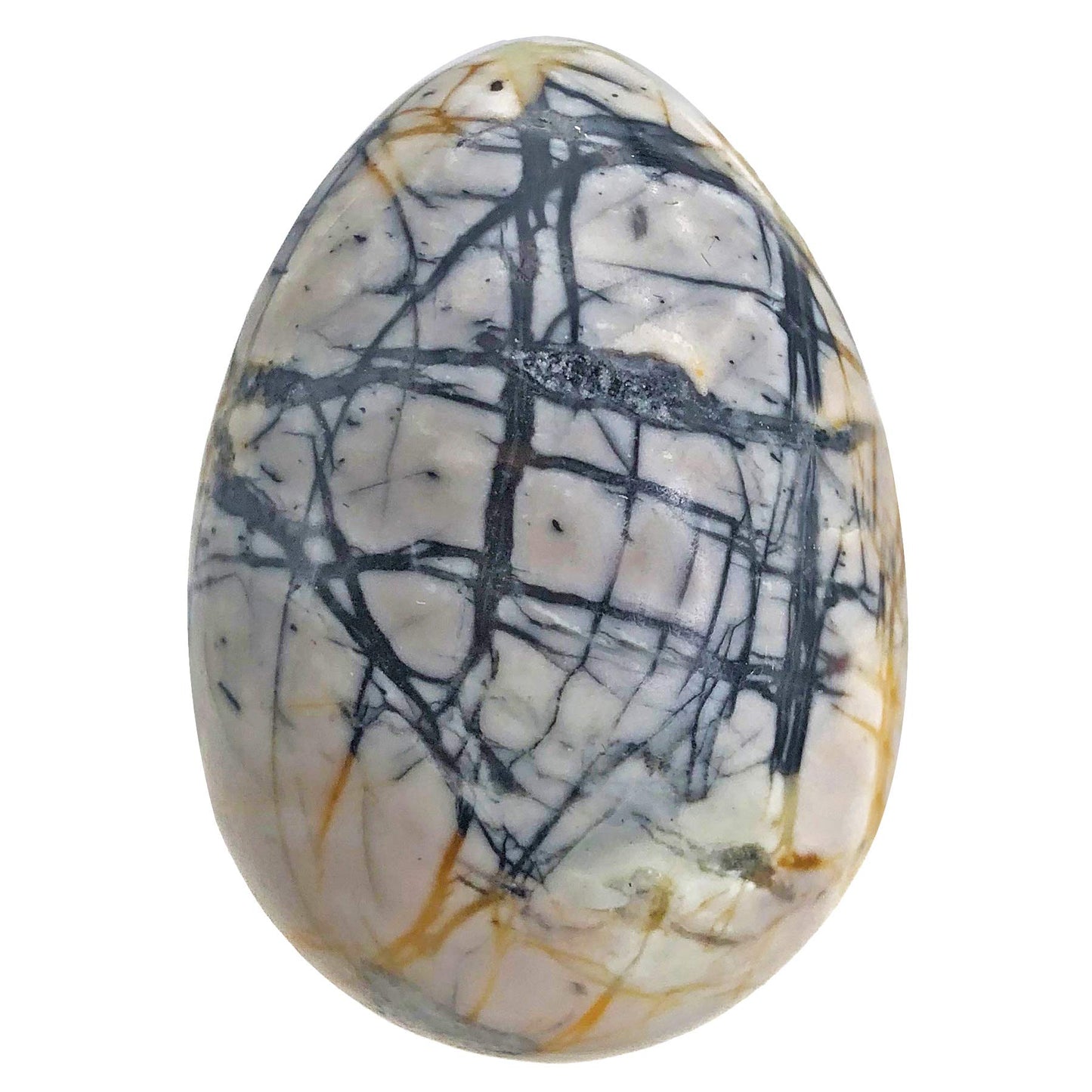 favoramulet Polished Stone Egg for Easter Day, Palm/Pocket/Worry Enegry Healing Crystal Display Sphere Figurine Fengshui, Picasso Jasper 1.8" x 1.3"
