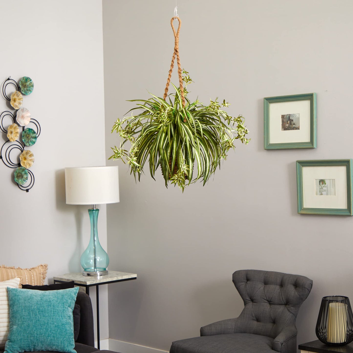 Nearly Natural Spider Plant Hanging Basket