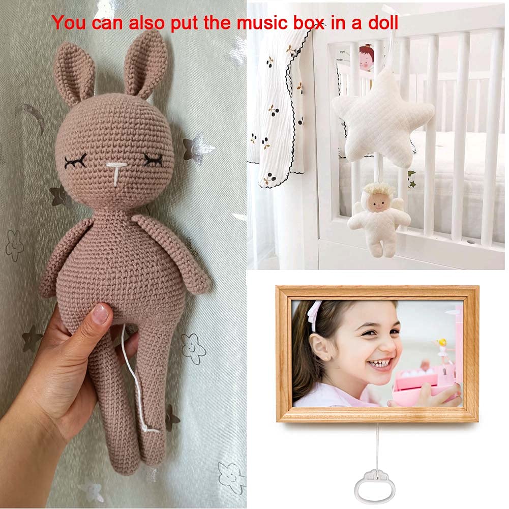 Washable Pull String Music Box, Baby Rotary Mobile Crib Bed Bell Toy Windup Clockwork Waterproof Musical Box - Brahms Lullaby