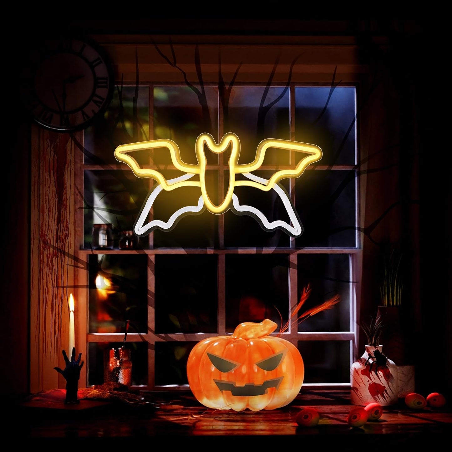Halloween Neon Sign,Halloween Flying Bat Neon Light Sign with Adjustable Speed,for Wall Decor Bedroom Home Decor Bar halloween LED Decoration Light