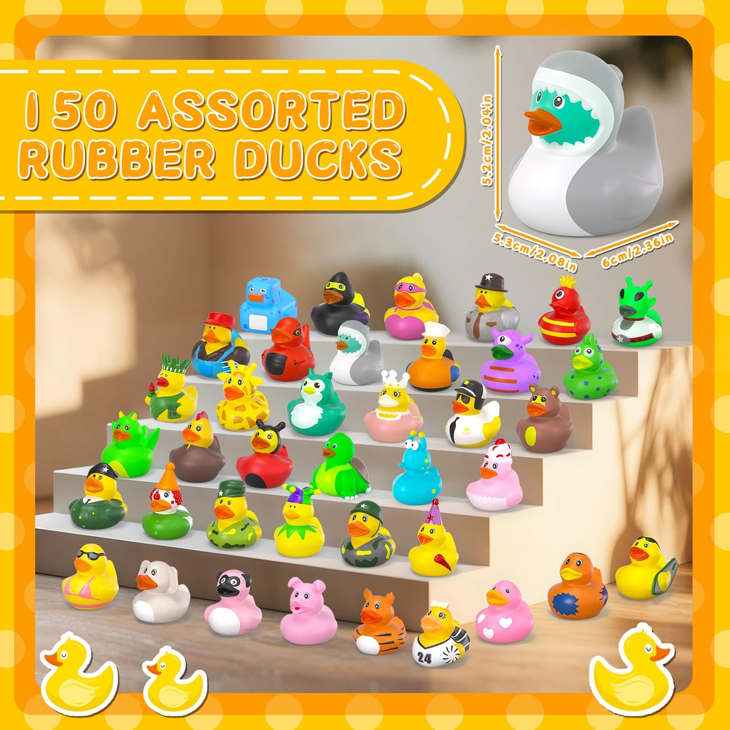 150 Pcs Rubber Ducks in Bulk,Car Ducks for Ducking,Mini Rubber Duckies for Toddler Baby Bath Toys