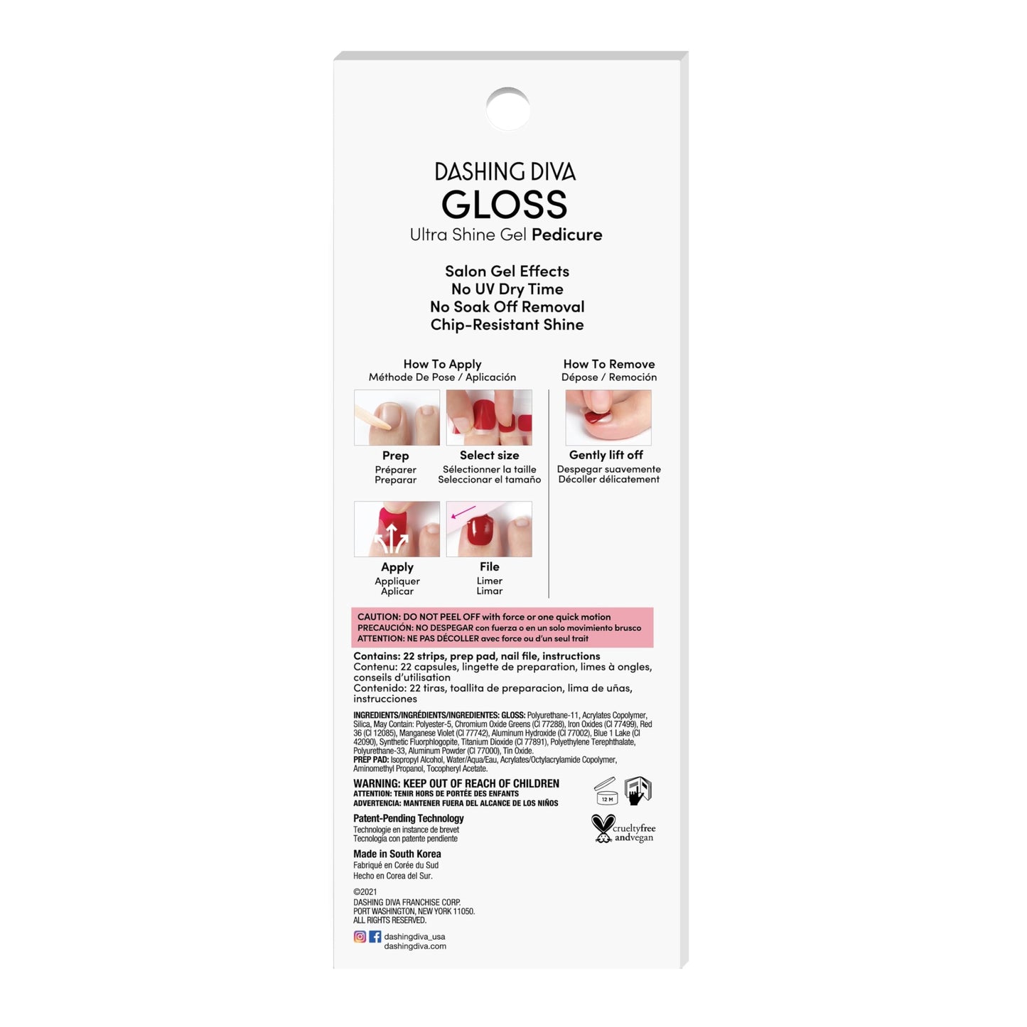 Hot N Cold Dashing Diva Gloss Pedicure Nail Strips - Beachcombers | UV Free, Chip Resistant, Long Lasting Gel Nail Stickers | Contains 32 Wraps, 1 Prep Pad, 1 File