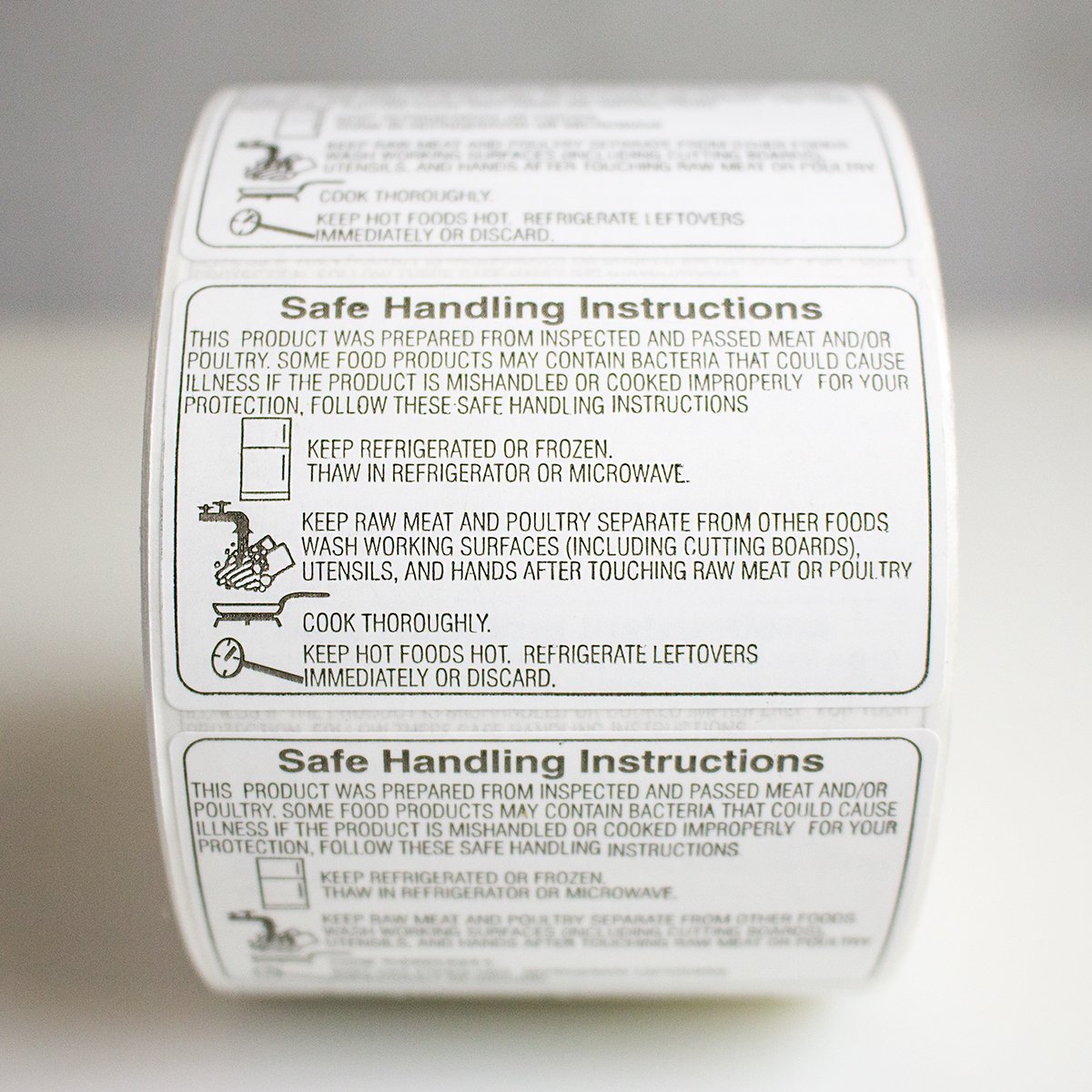 UltraSource 190100 Safe Handling Food Labels, 1.5" x 2" (1000 Labels per Roll) White/Black