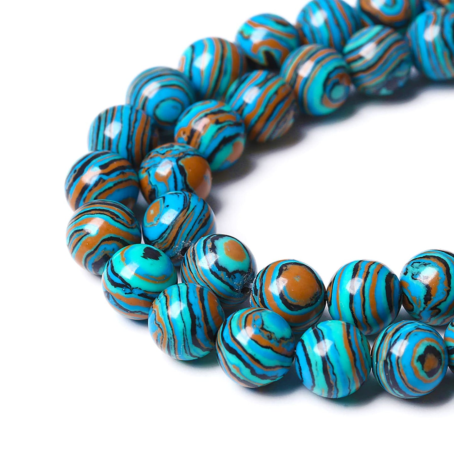 90PCS 8mm Blue Malachite Stone Beads Round Loose Gemstone Beads for Jewelry Making DIY Bracelet Necklace 32" 2 Strand,Energy Stone Healing Power