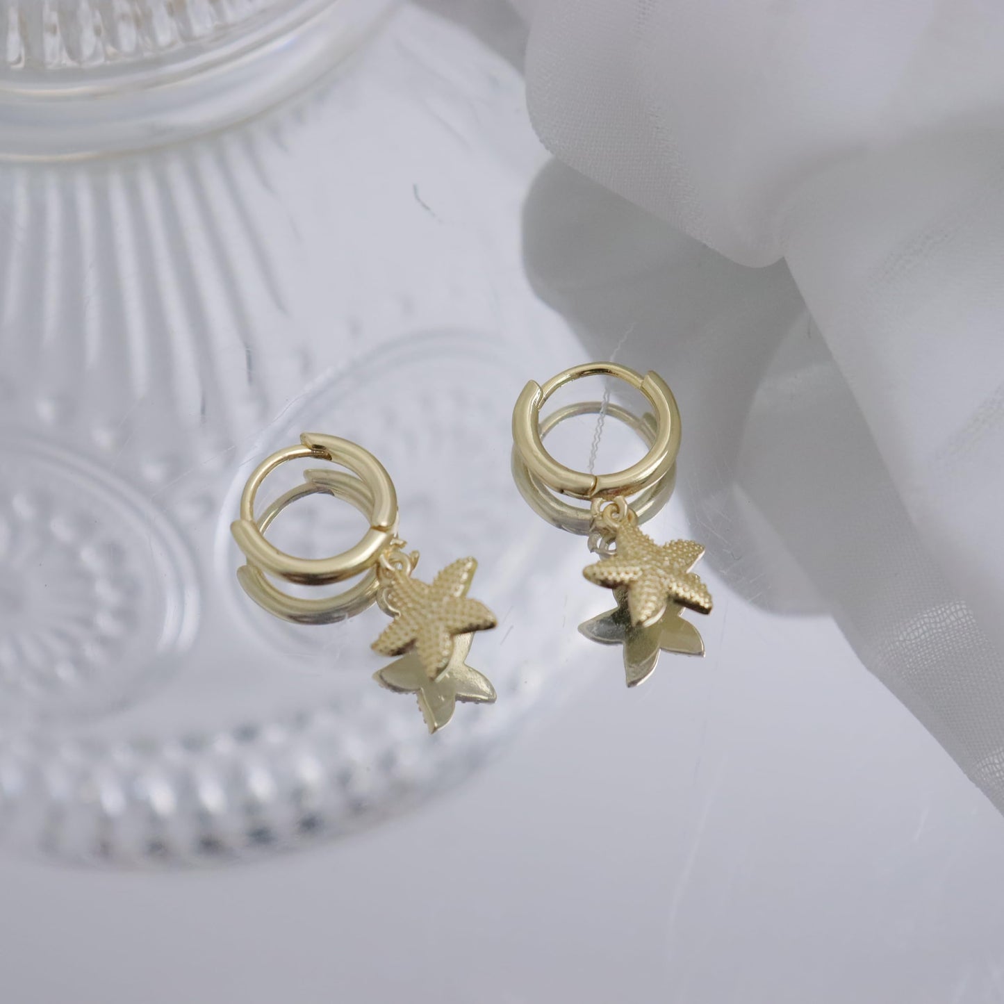 ToHeart Starfish Earrings for Womens 14K Beach Earrings for Womens Birthday Gifts