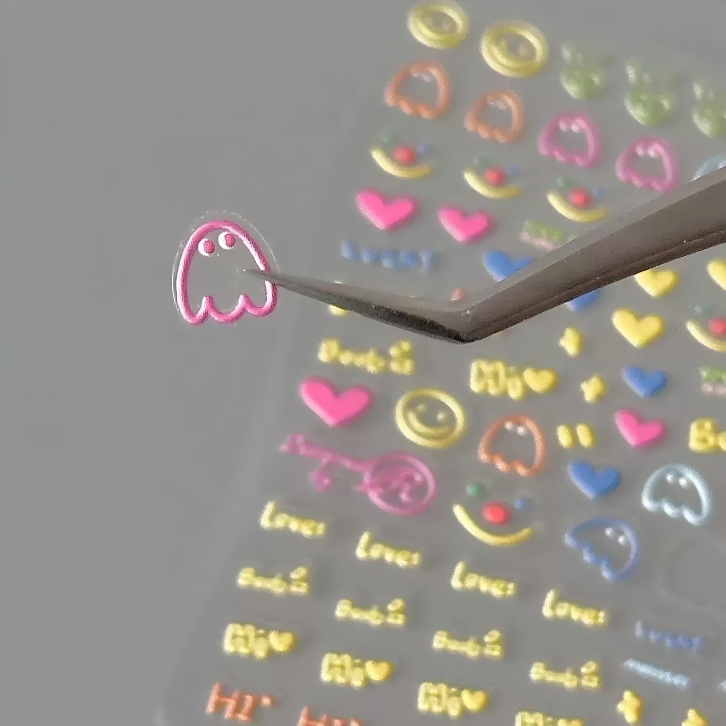 Dedyel Cute Face Nail Stickers 5D Embossed Simple Graffiti Self-Adhesive Stickers for Nail Art Decoration for Men Women Couples