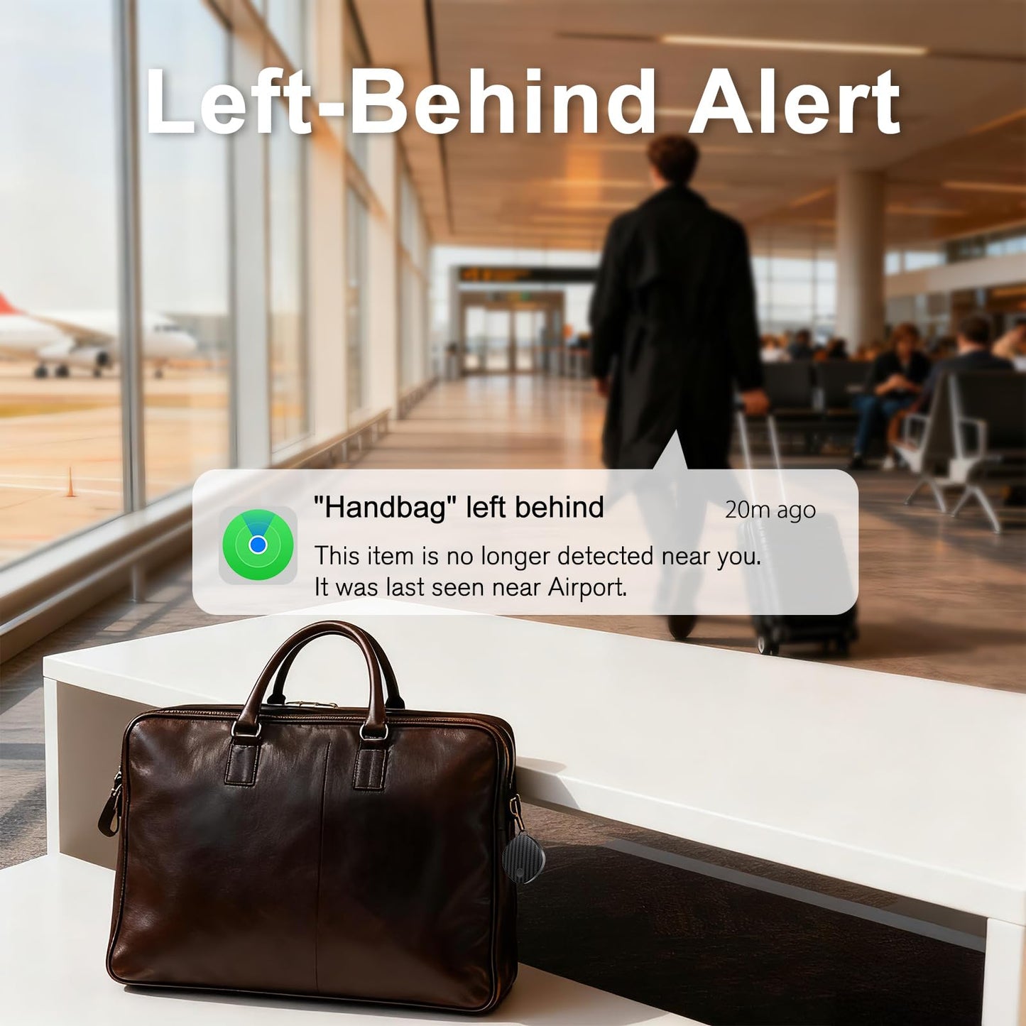 Air Tracker Tags 4 Pack, Bluetooth Item Finder Compatible with Apple Find My (iOS Only), Key Finder & Luggage Tracker with Left Behind Alerts, Lost Mode & Replaceable Battery