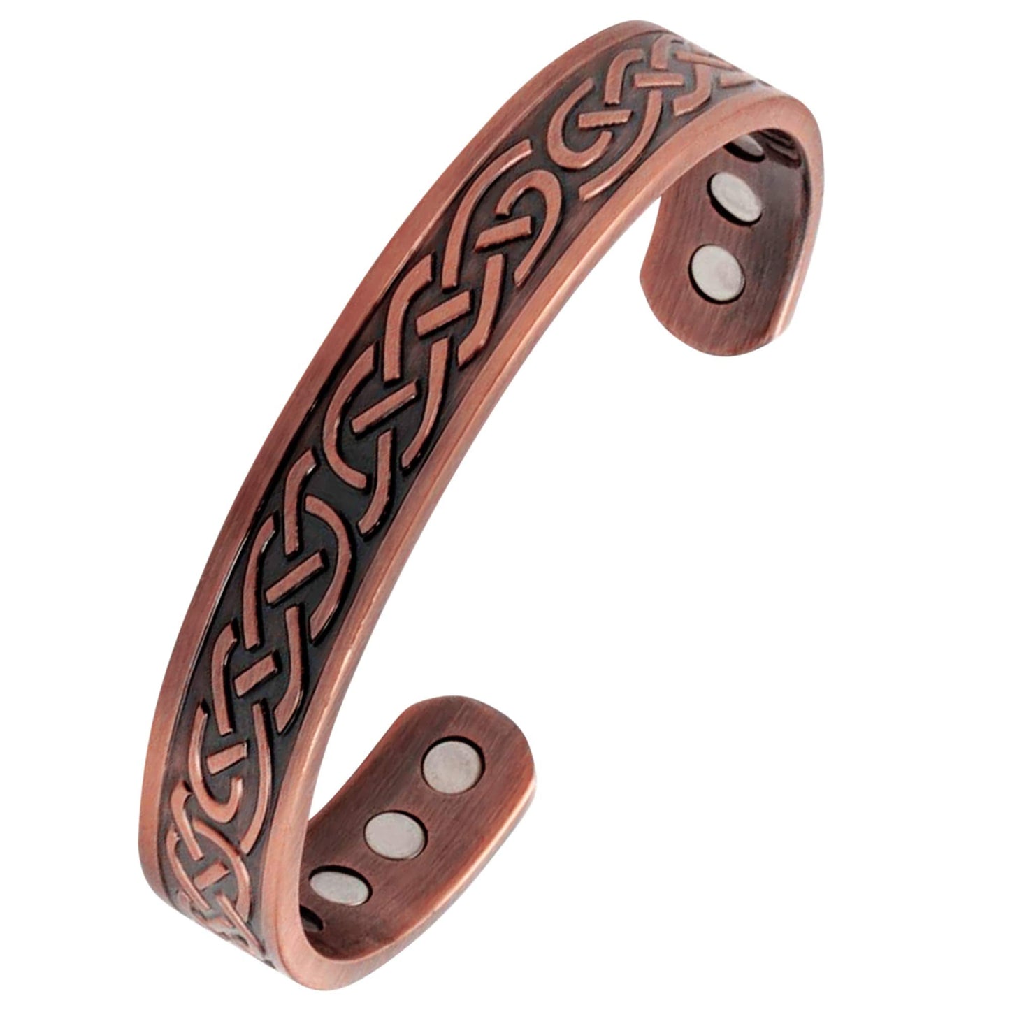 Reevaria Heavyweight Large Copper Celtic Magnetic Cuff Bracelet for Men, with 10 Magnets