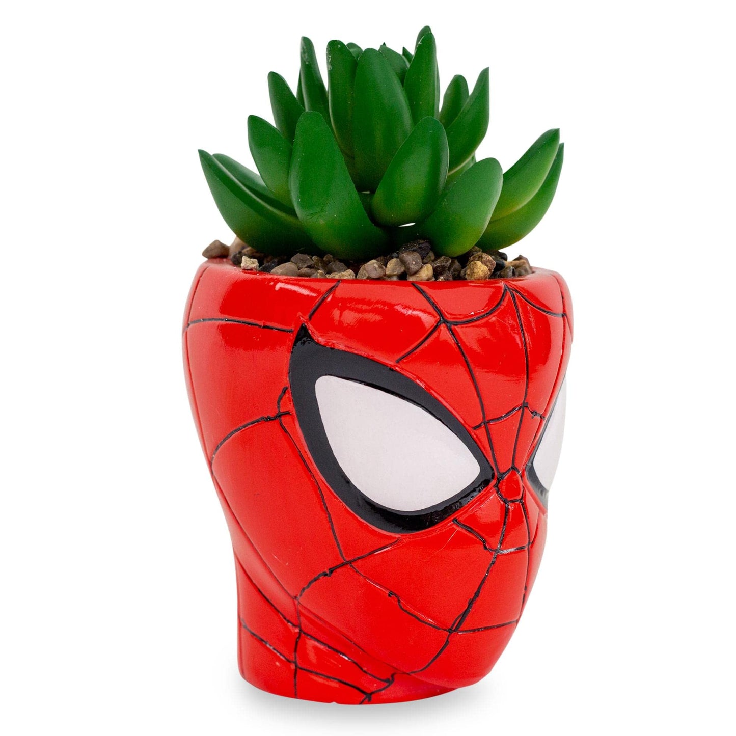 Marvel Comics Spider-Man Web-Head 3-Inch Ceramic Mini Planter with Artificial Succulent | Small Flower Pot, Faux Indoor Plants