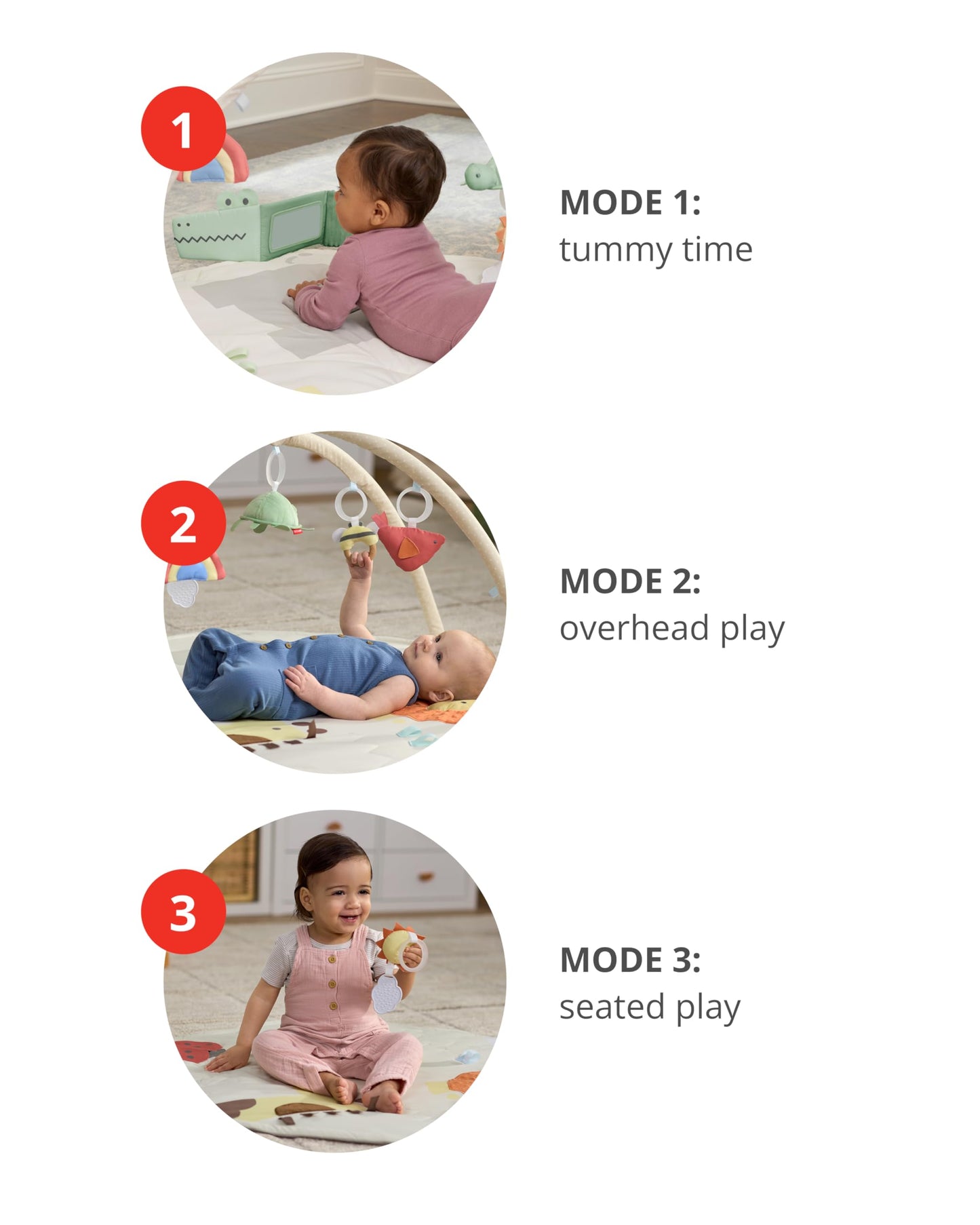 Skip Hop Baby Play Gym 3-in-1 Sensory Tummy Time Activity Mat with 17+ Skill-Building Developmental Activities, 14 Animals & Shapes, 5 Hanging Toys and Crocodile Mirror, Geometric Wonders, Age 0-2y