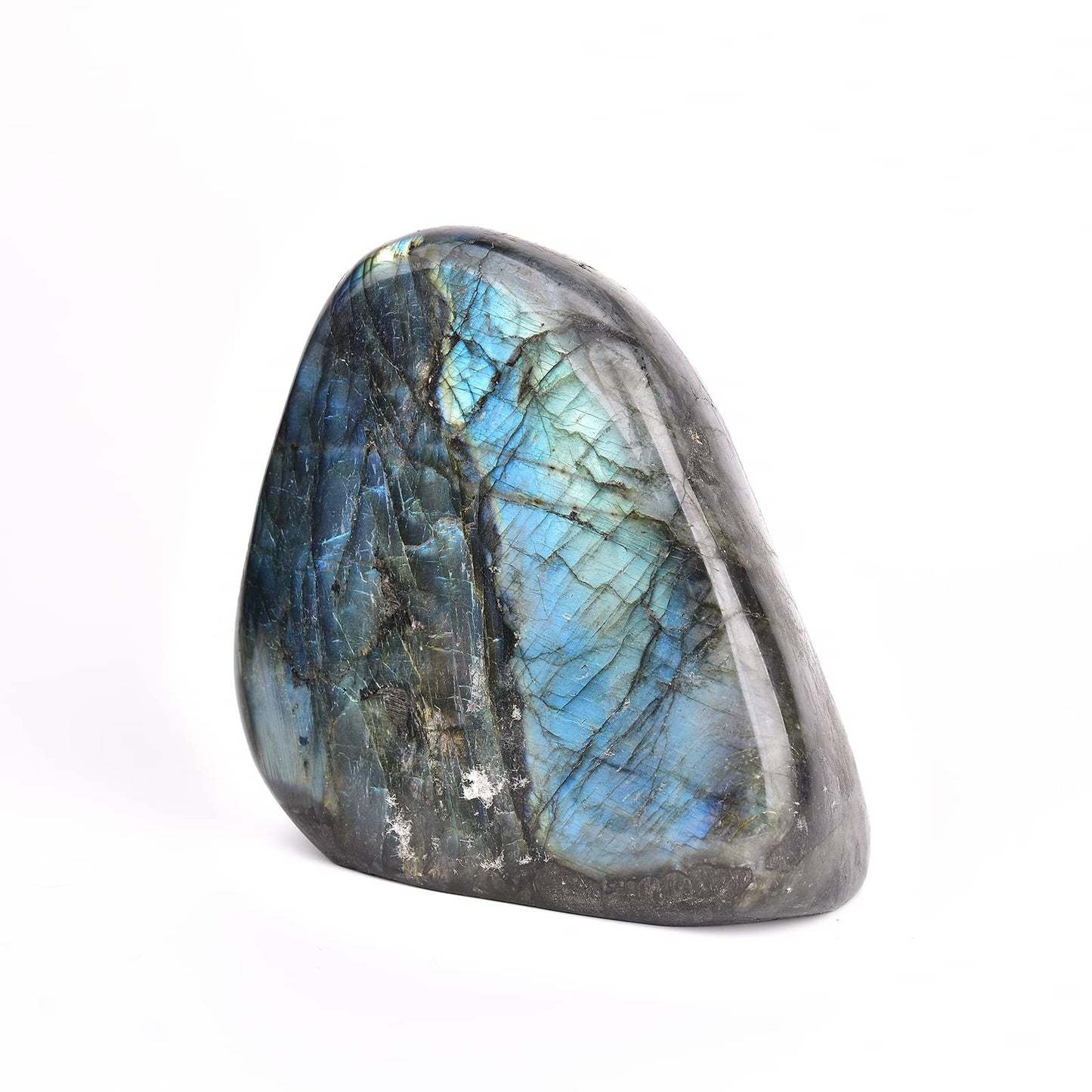 JIC Gem Class 1 Labradorite Polished Gemstone Healing Crystal Worry Palm Stone Crystal Reiki Stone for Anxiety Stress 0.8-1 lb