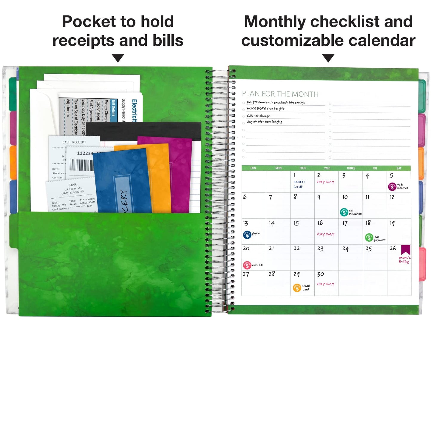 Global Printed Products Budget Planner & Monthly Bill Organizer With 12 Envelopes and Pockets. Expense Tracker Notebook and Financial Planner Budget Book to Control Your Money, 8.5" x 11", Blue Marble