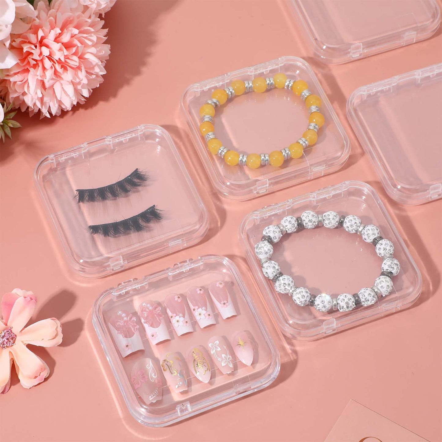 Pafeooui 36 Pcs Press On Nail Storage Boxes, Storage Case, Clear Acrylic Fake Nail Organizer Container for Nails Display Salon Supplies 3x3x0.6 Inch