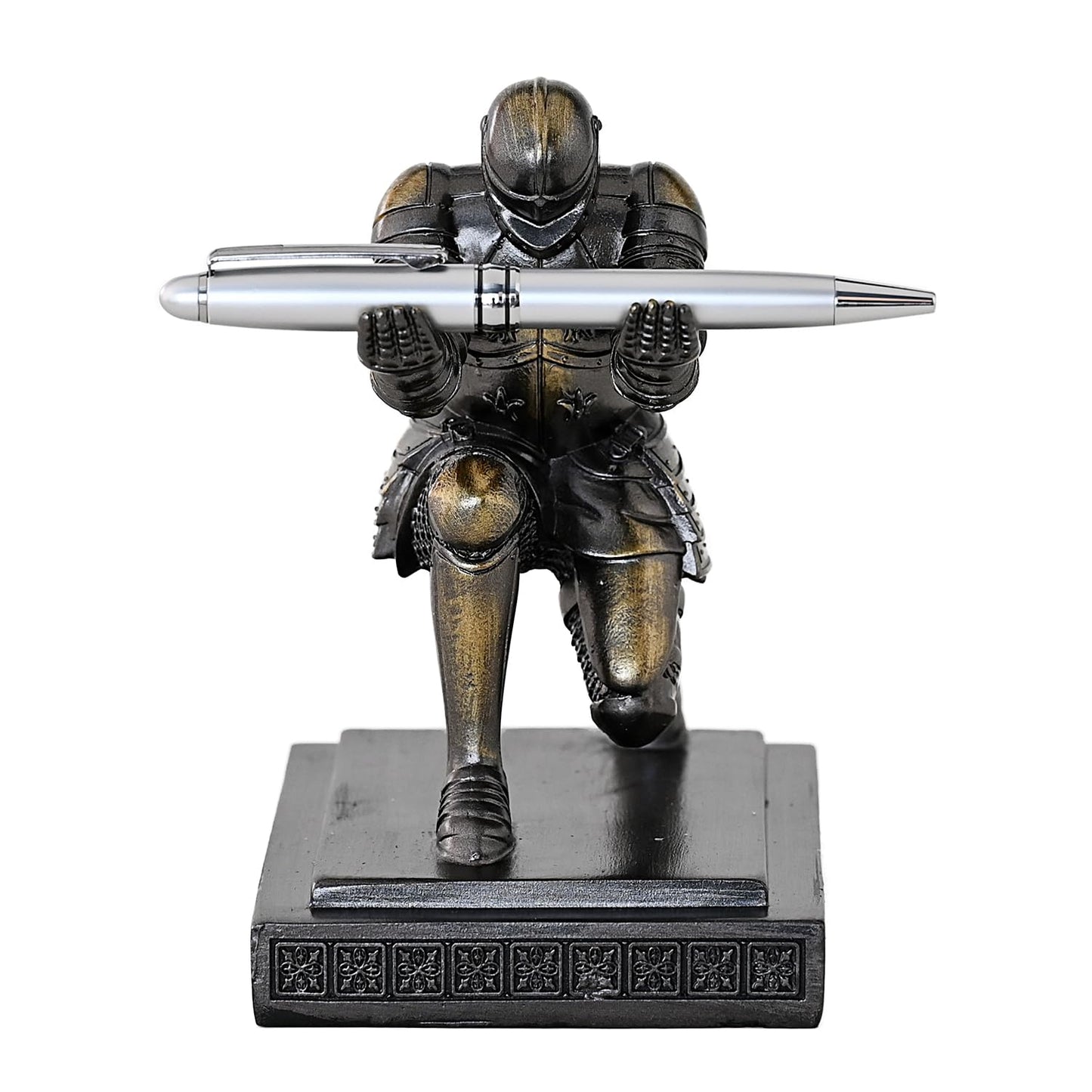 Amoysanli Executive Knight Pen Holder Decorative Resin Pen Holders For Desk Organizer Cool Ornament Gift For Office and Home (Iron)